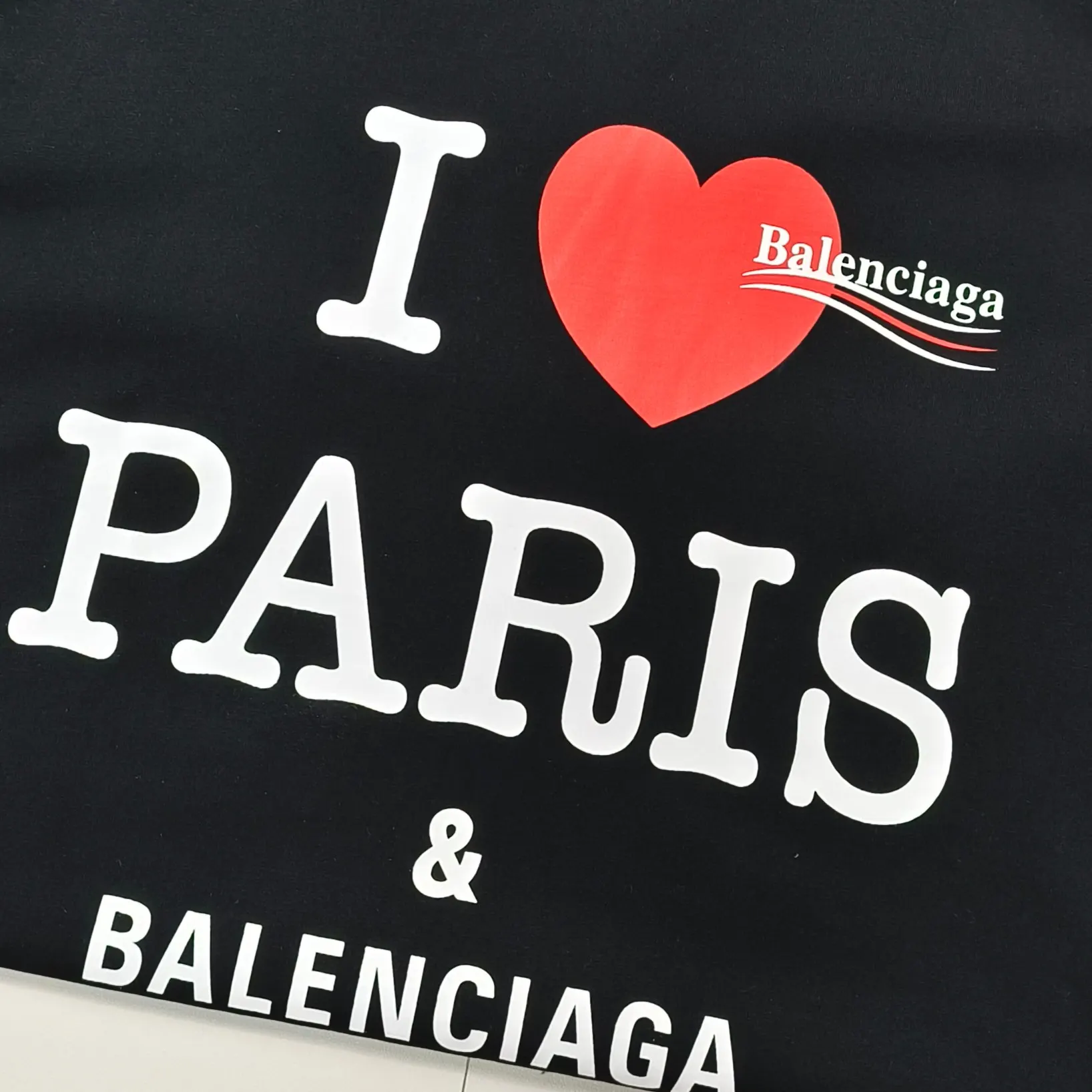 Balenciaga I Love Paris 印花圓領短袖T恤 黑色