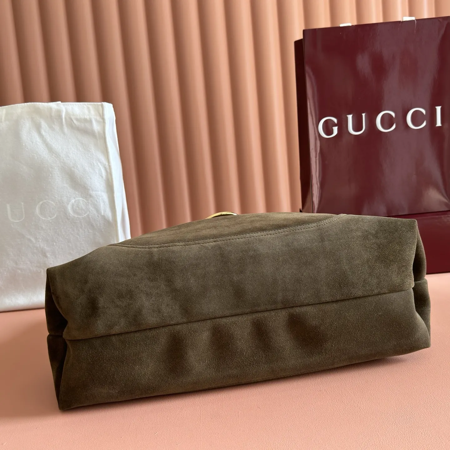 Gucci Green Brown Clutch Bag Leather