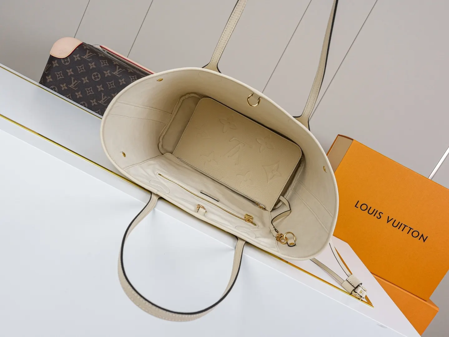 Neverfull 奶白 牛皮 收纳包 旅行收纳款