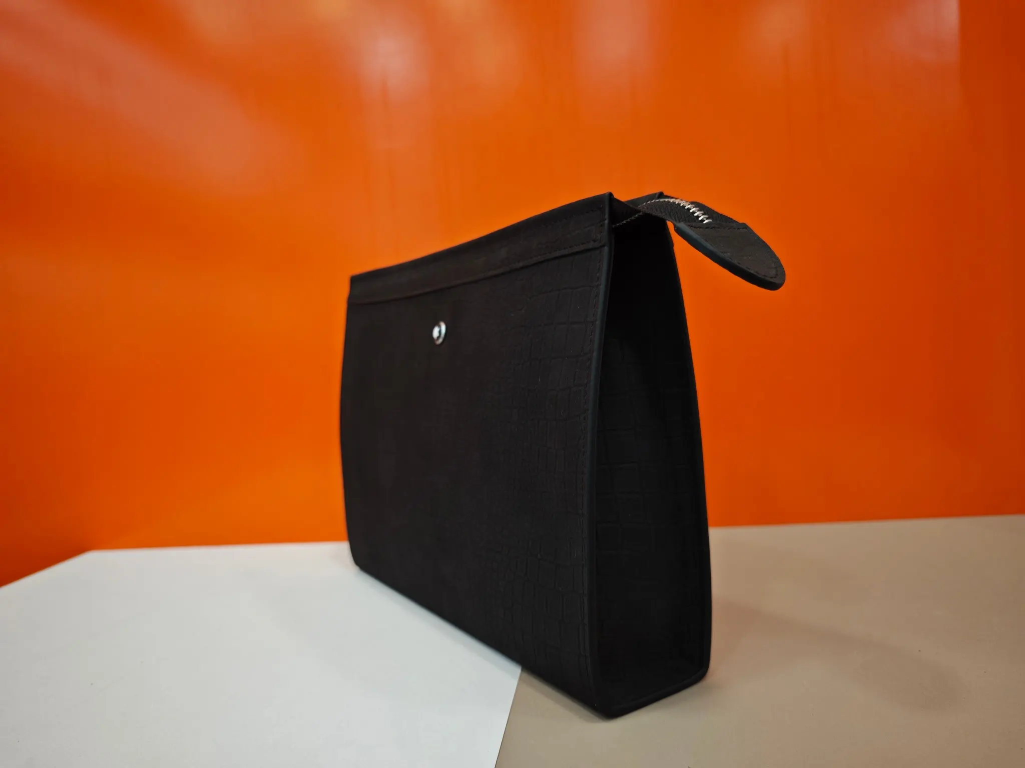 Black Blue Clutch Bag Leather