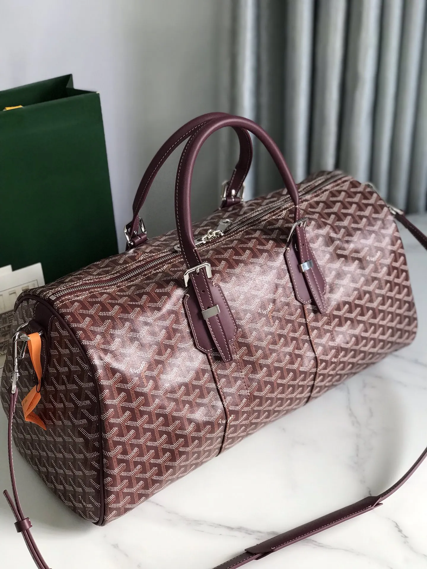 Goyard 深藍 酒紅 小牛皮 旅行袋 大容量旅行款