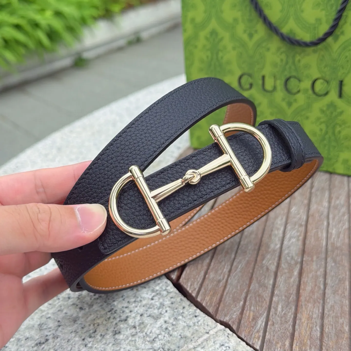 Gucci Double G Buckle Cowhide Double Sided Belt Image 3 Gucci Double G Buckle Cowhide Double Sided Belt Image 3