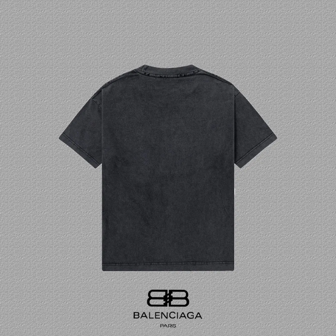 Balenciaga Tonal Logo Washed Crew Neck T-Shirt In Charcoal Black