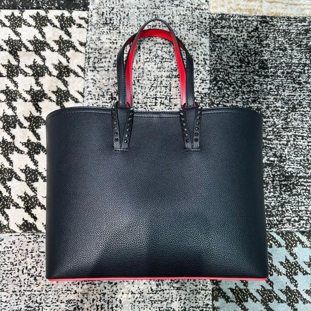 黑色 紅色 牛皮 Christian Louboutin黑色铆钉托特 托特包 大容量托特款