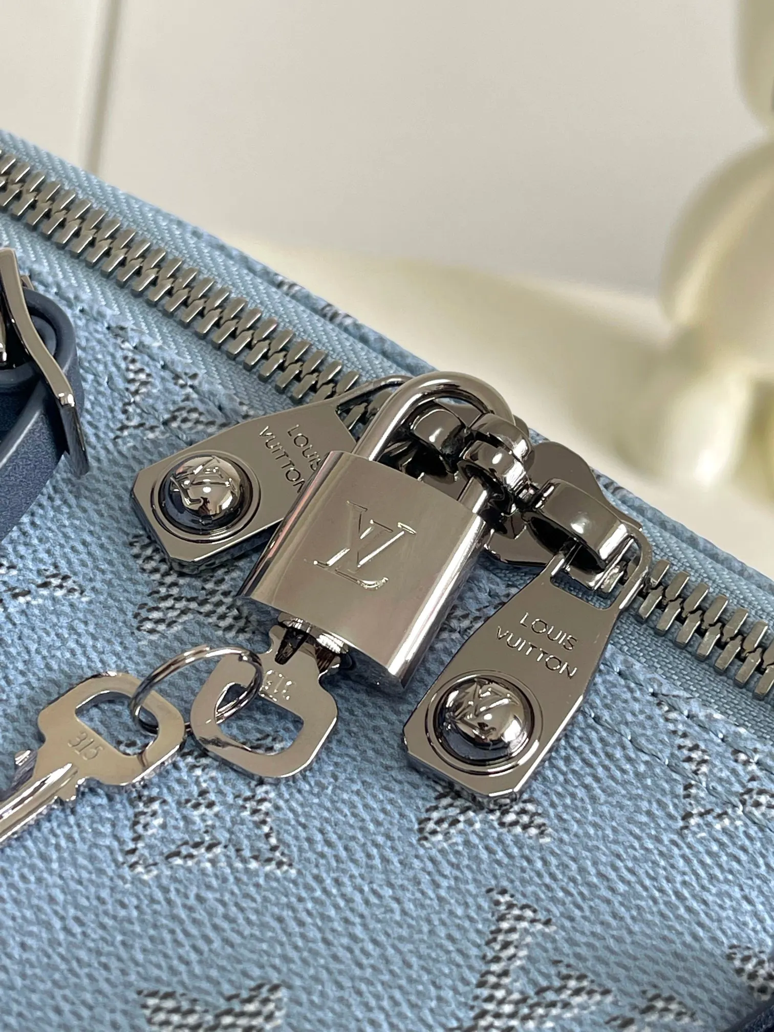 Keepall 藍色 牛皮 旅行袋 大容量旅行款