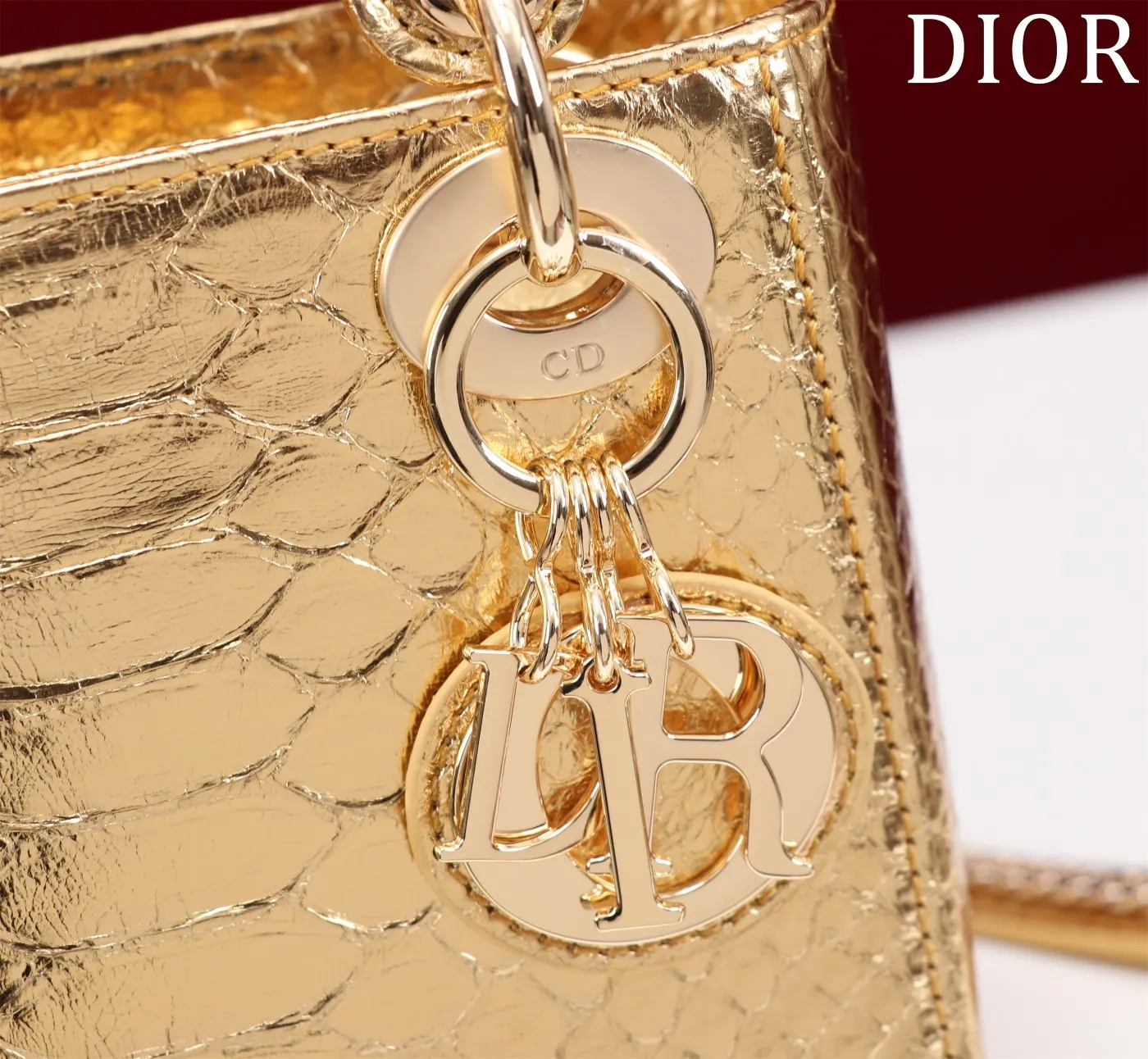 Dior Lady Dior Lady 金色藤格纹手提斜挎包 珠光