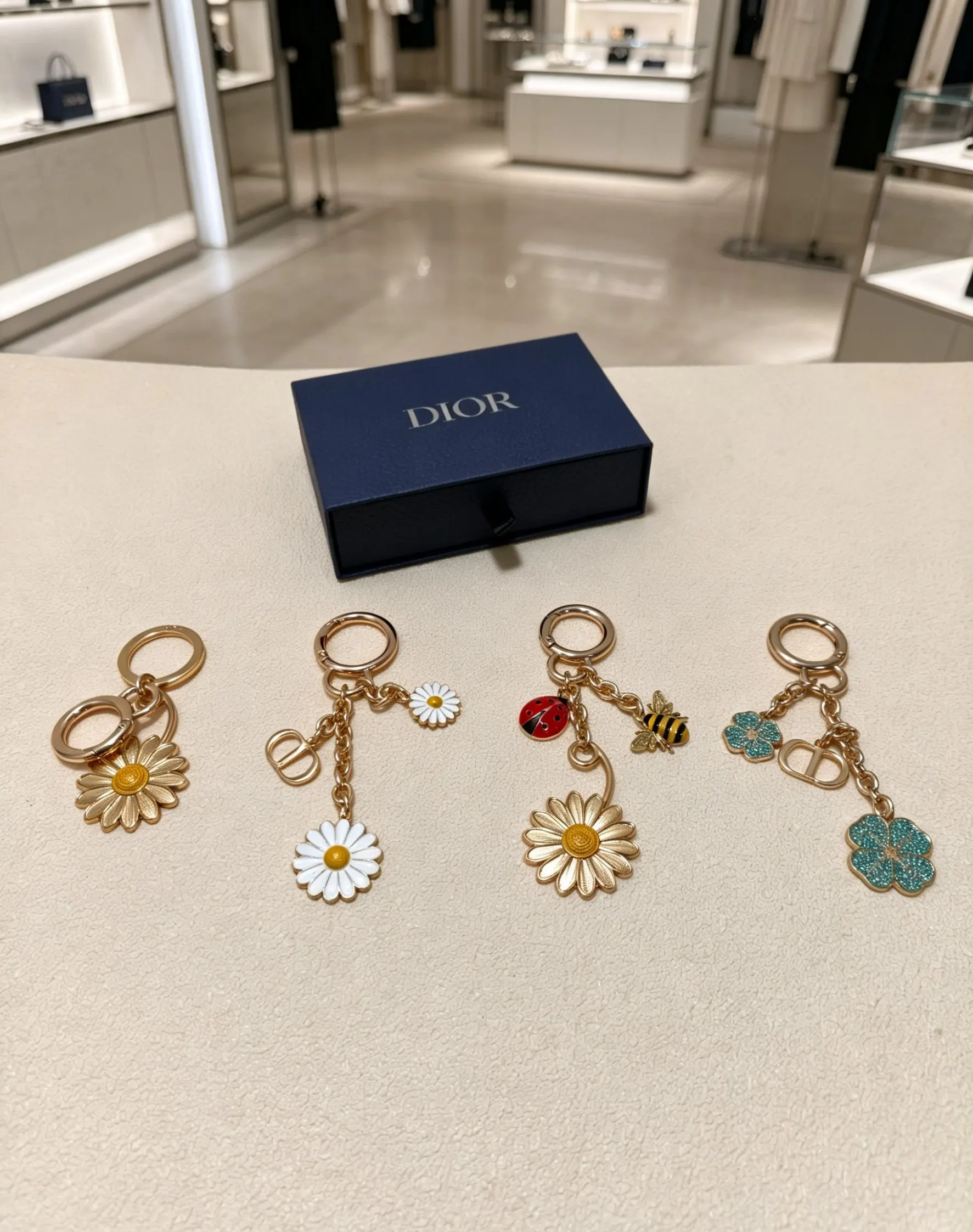 Dior 彩色吊饰钥匙扣 链条配饰款