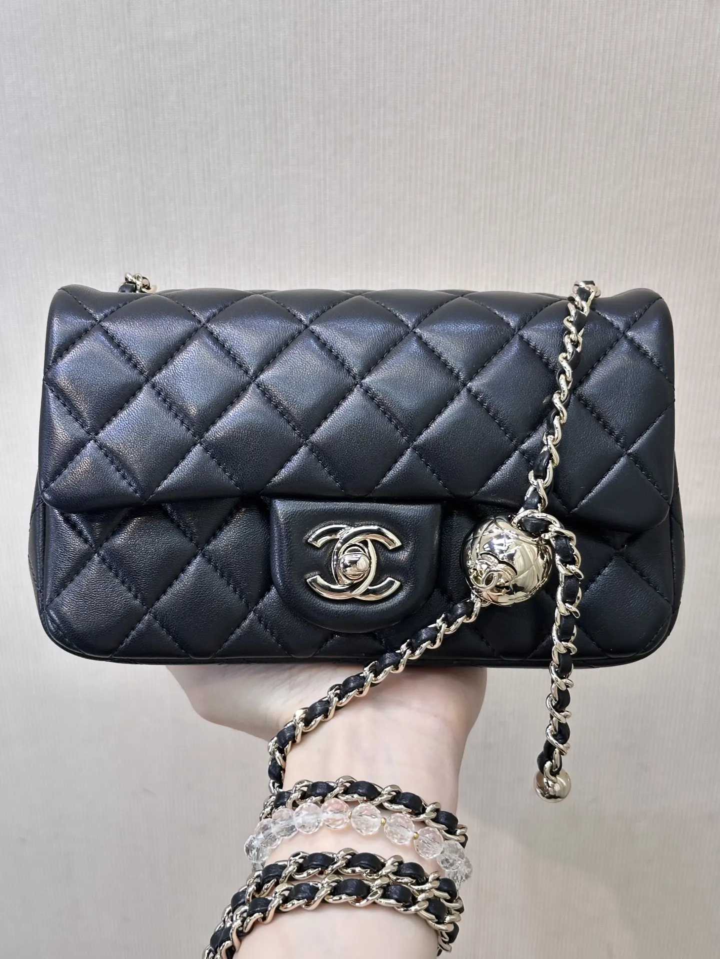 Chanel 菱格纹牛皮翻盖链条包 单肩斜挎 复古