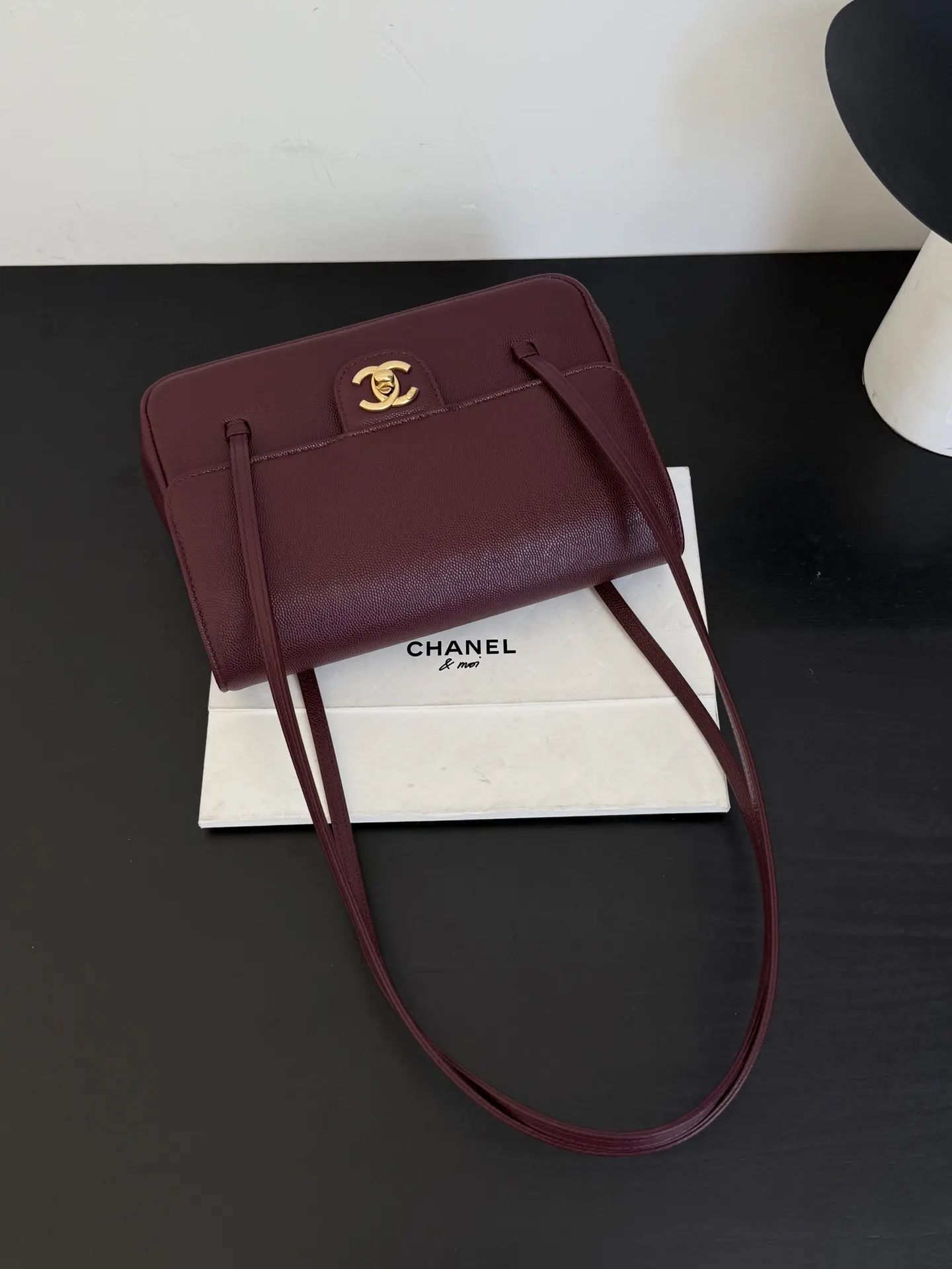 酒红 牛皮 ohanel preppy coco长肩带腋 腋下包 复古腋下背款