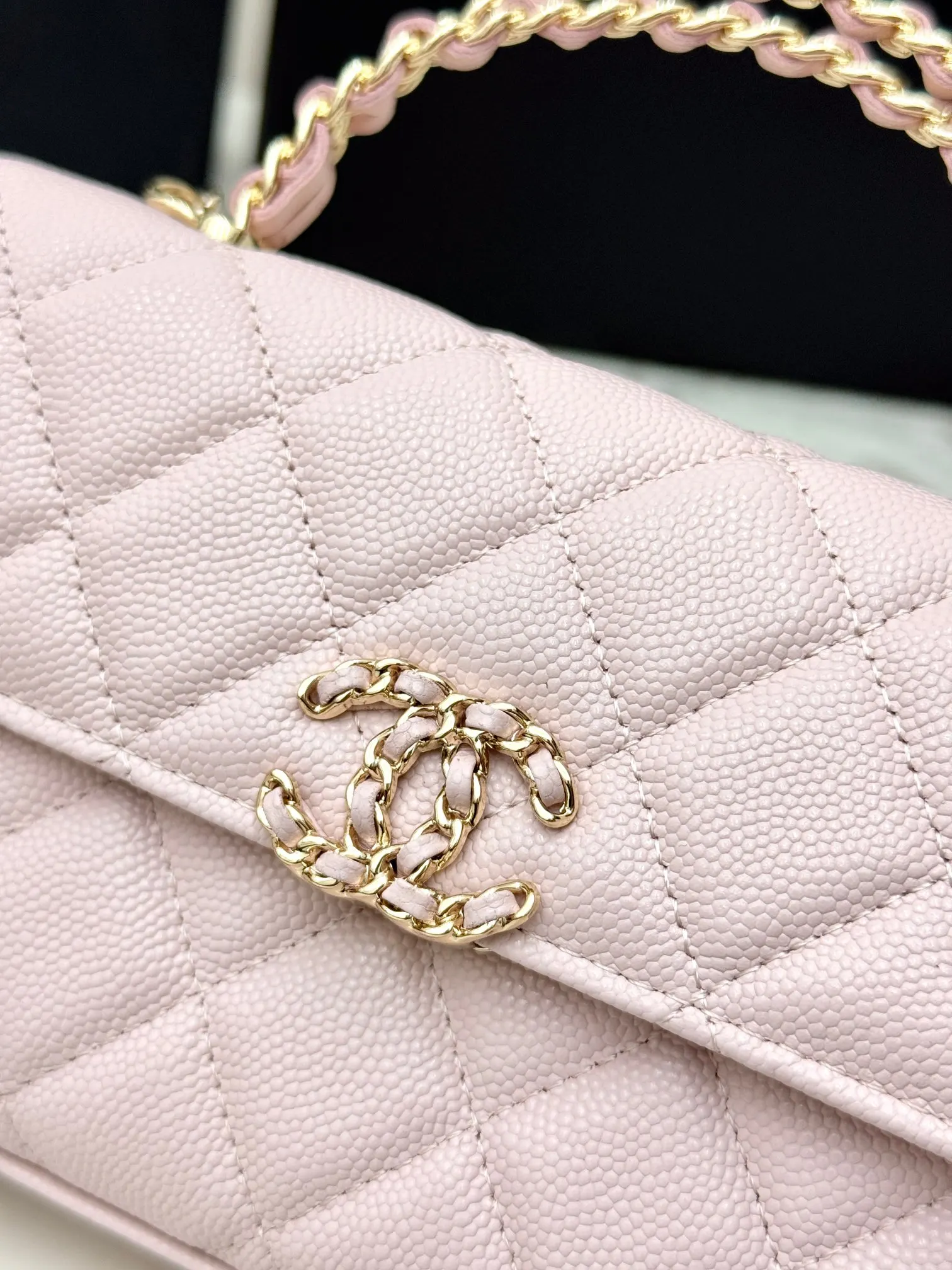 Chanel Pink Top Handle Bag Leather