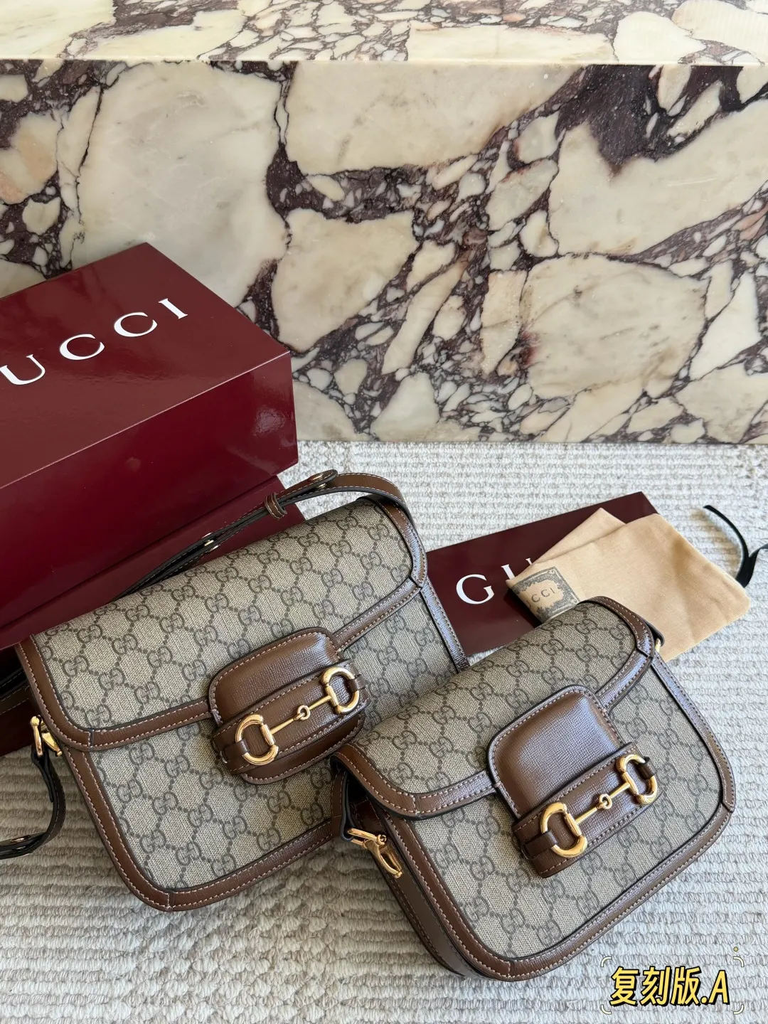 Gucci Horsebit 1955 老花馬銜扣肩揹包 單肩斜挎 斜背包