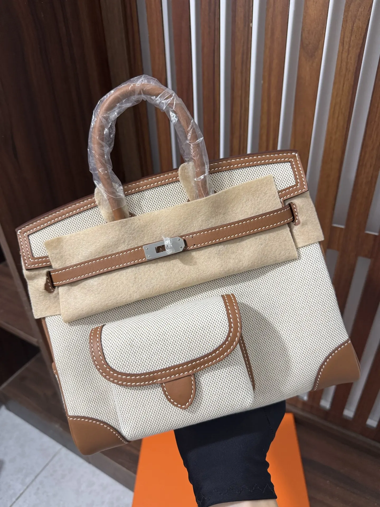 Hermès Birkin 棕色 帆布 手提包