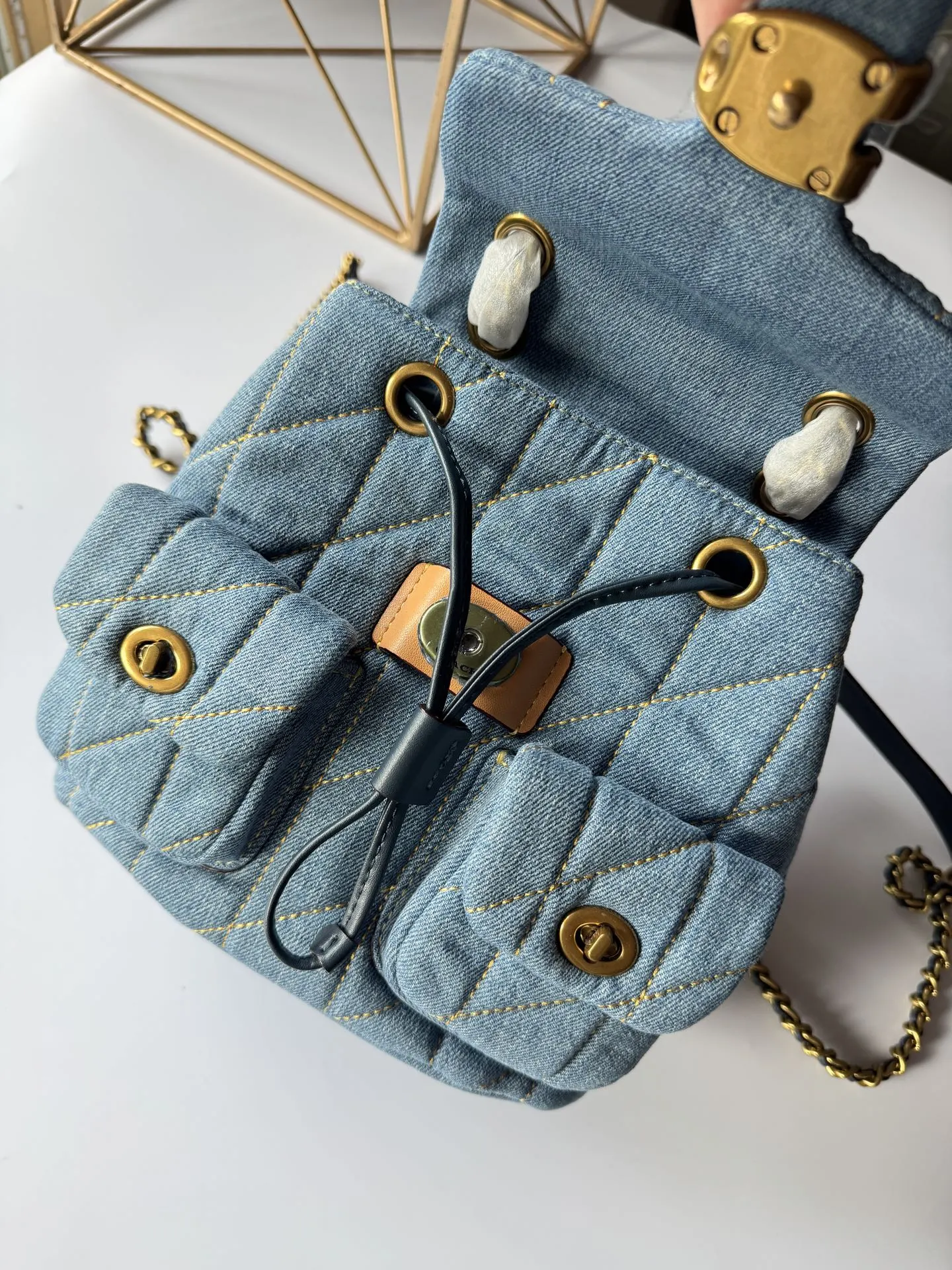 Coach 蓝色 牛仔 羊皮 双肩包 实用双肩款