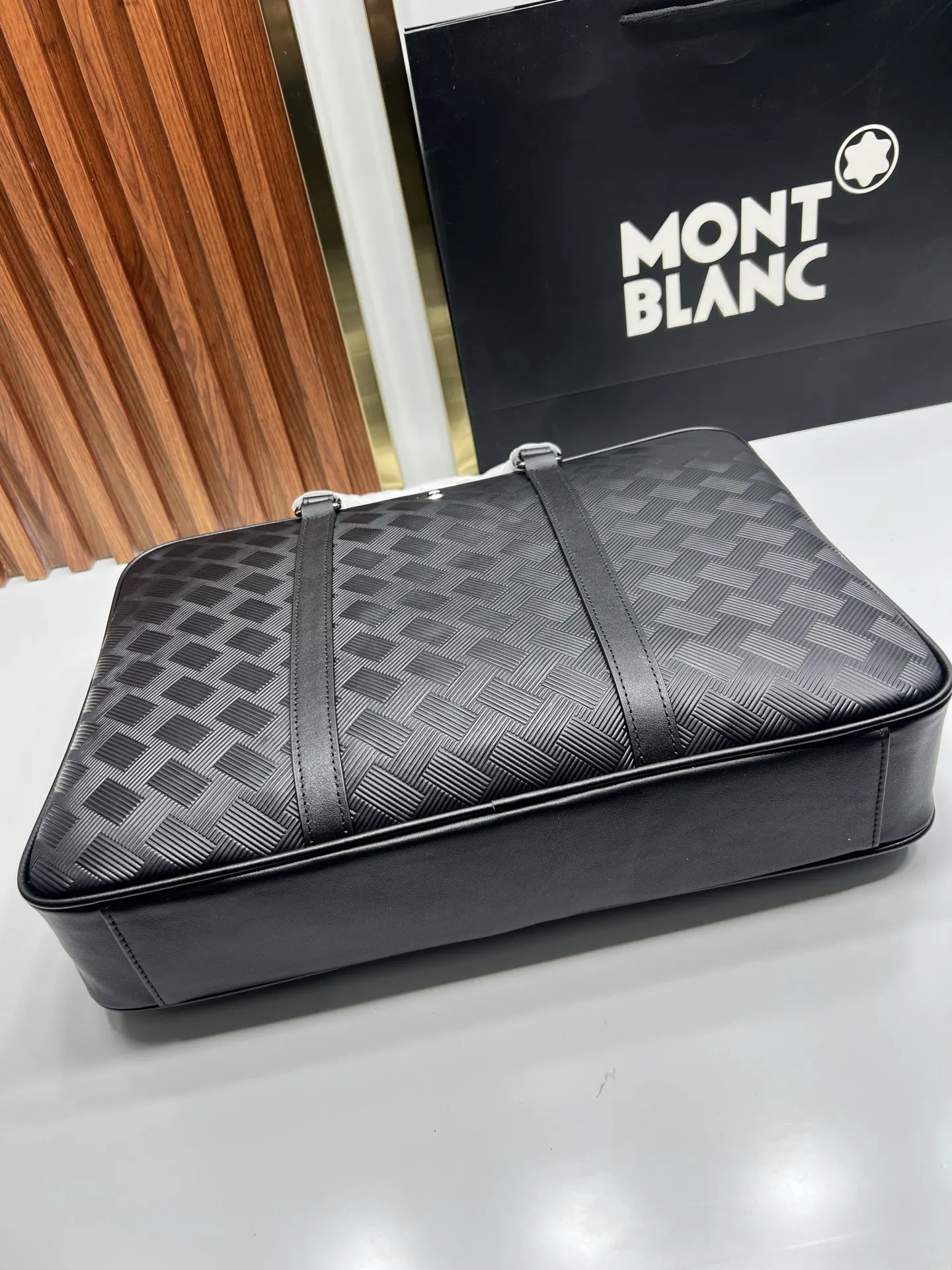 黑色 牛皮 MONTBLANC 万宝龙 公文包 商務通勤款