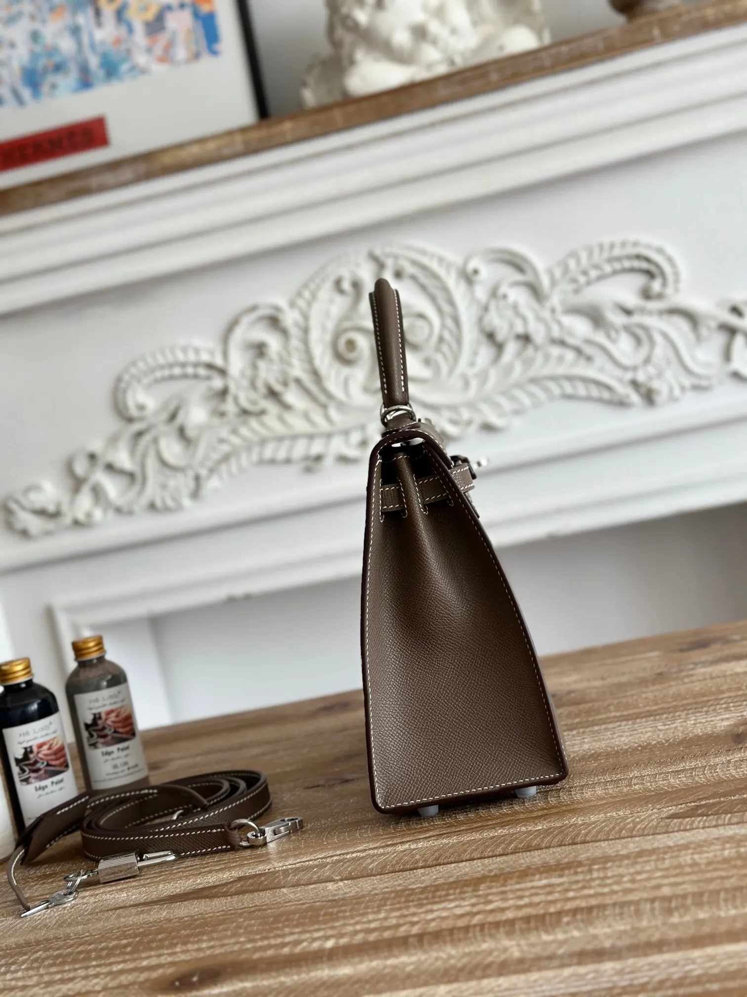 Hermès Kelly 大象灰 Epsom掌纹牛皮 手提包 25cm