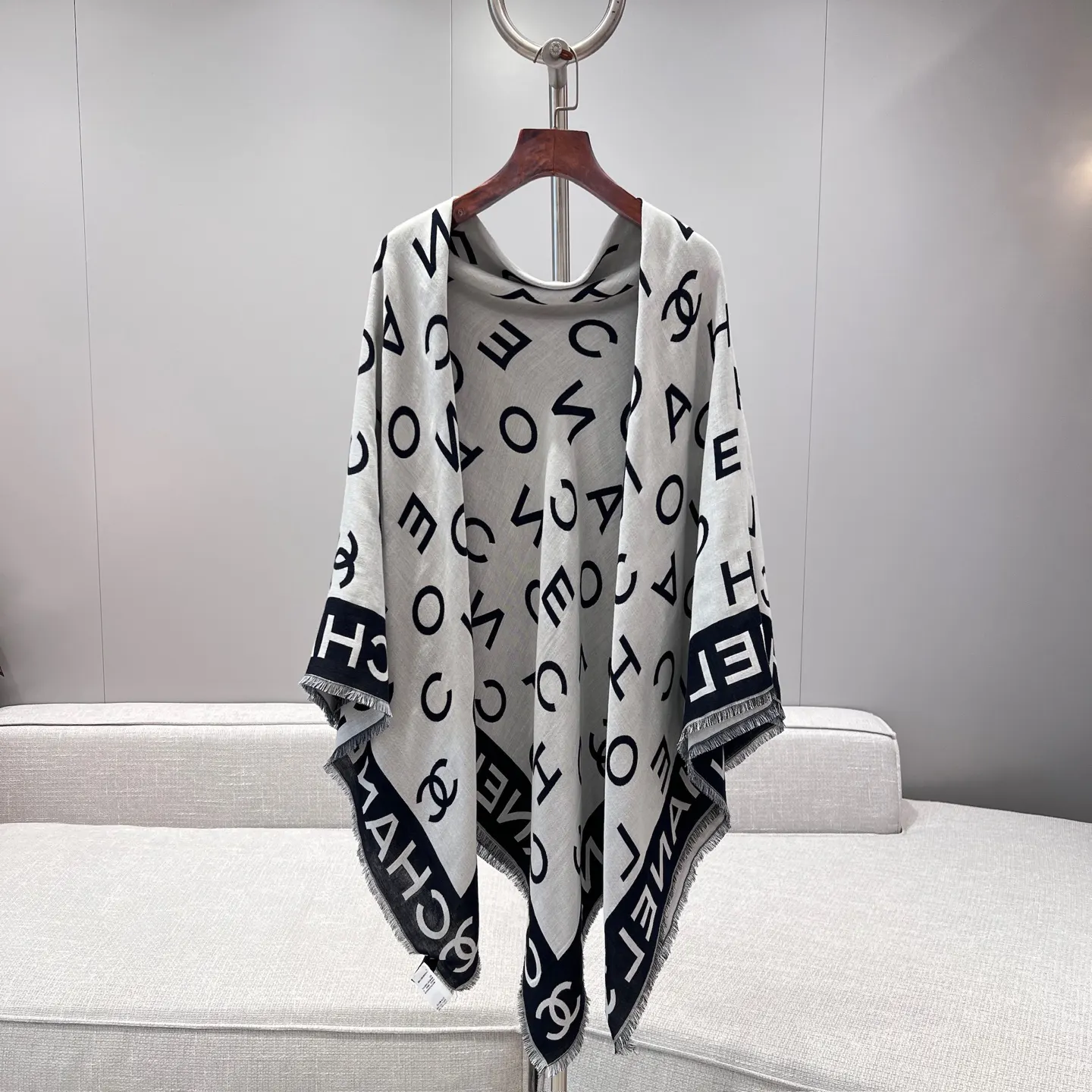 Chanel 藍色 羊毛 圍巾