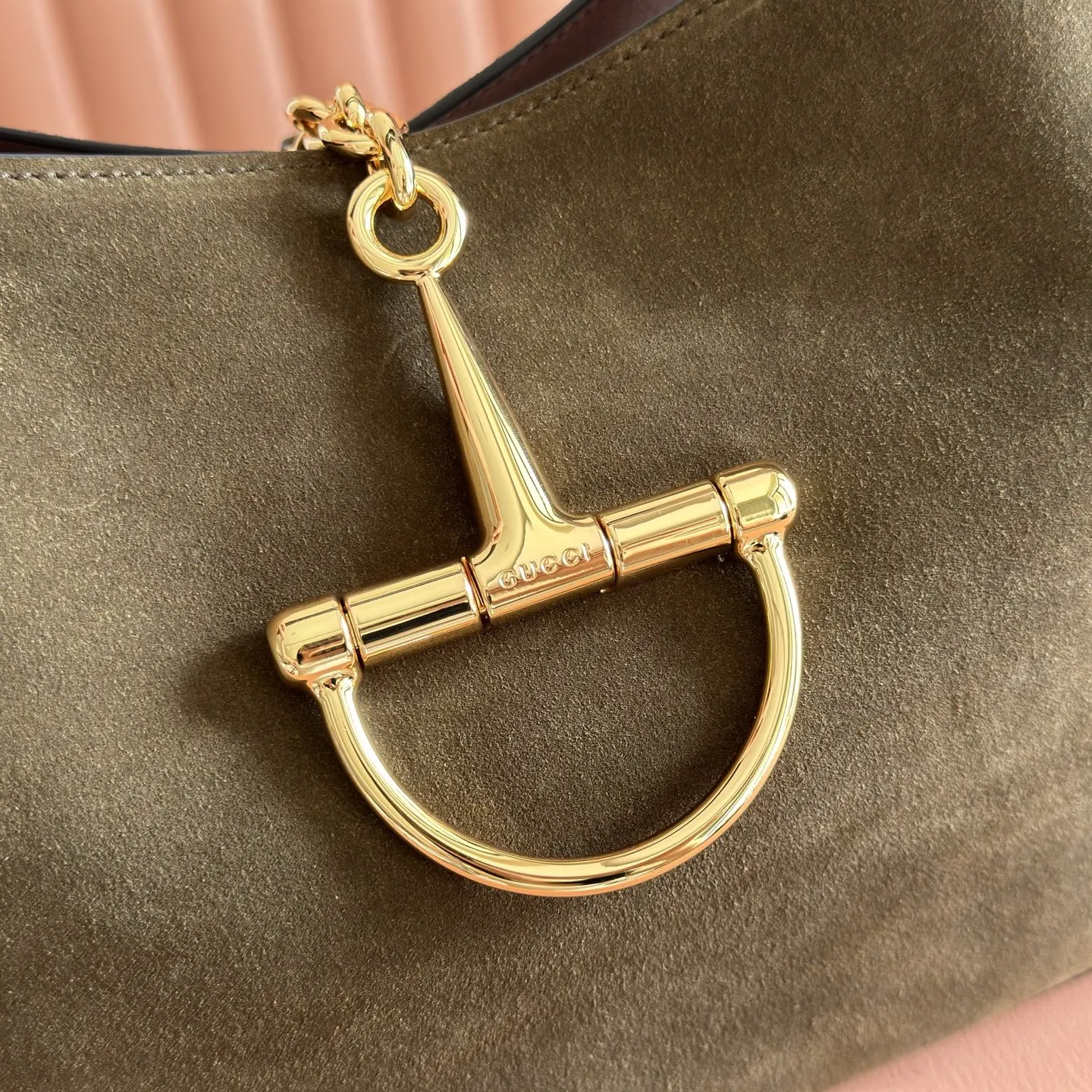 Gucci Green Brown Clutch Bag Leather