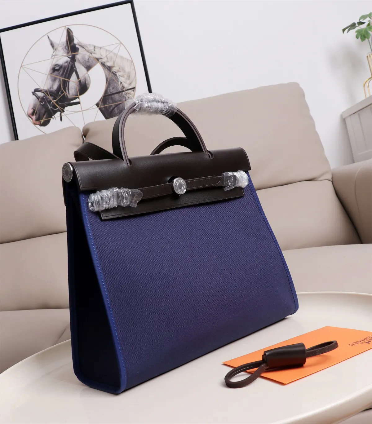 Hermès Kelly 红色 帆布拼皮 双肩包 31cm 休闲通勤