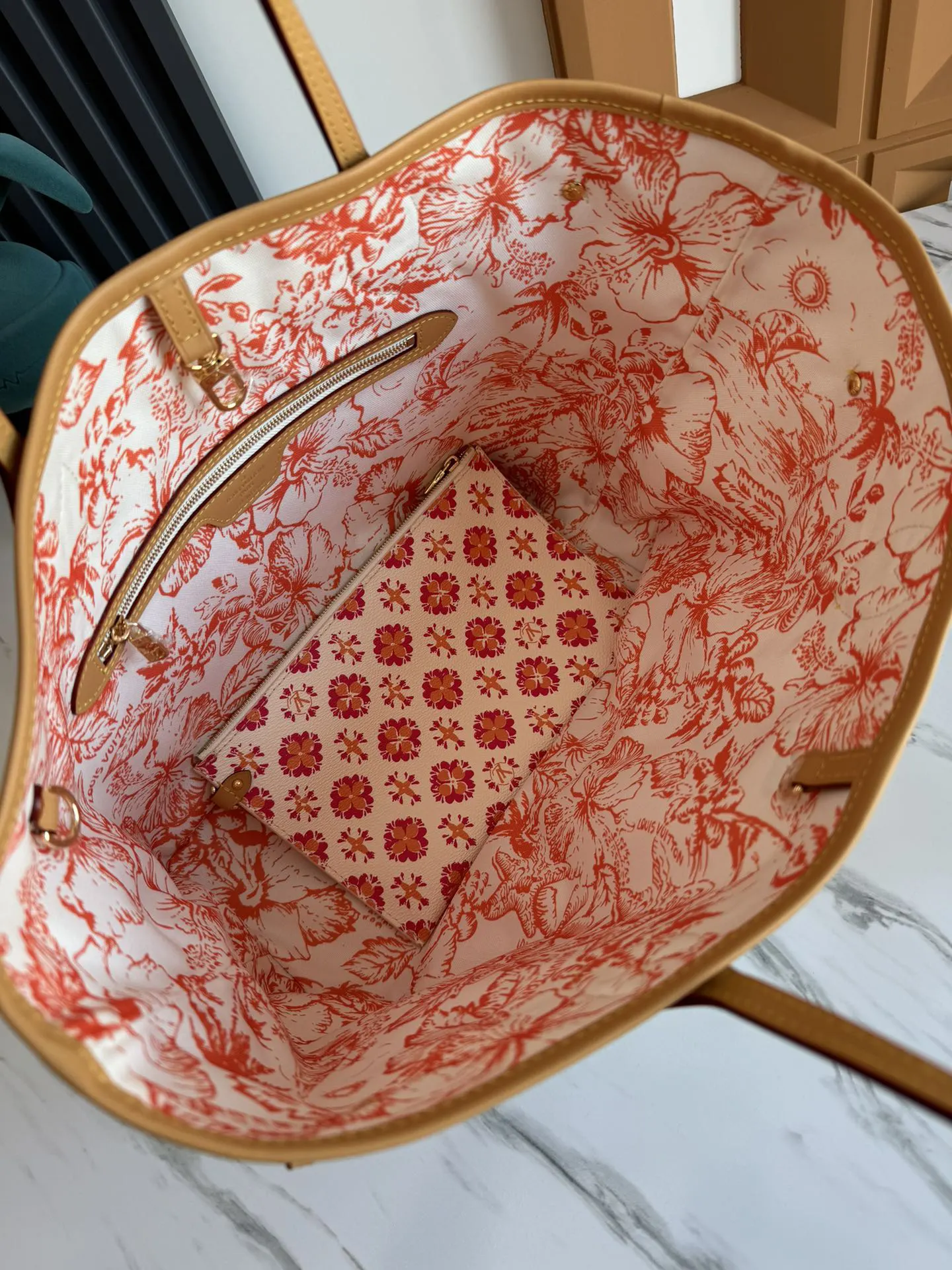LV Neverfull 蓝色 红色 帆布 托特包 大容量托特款