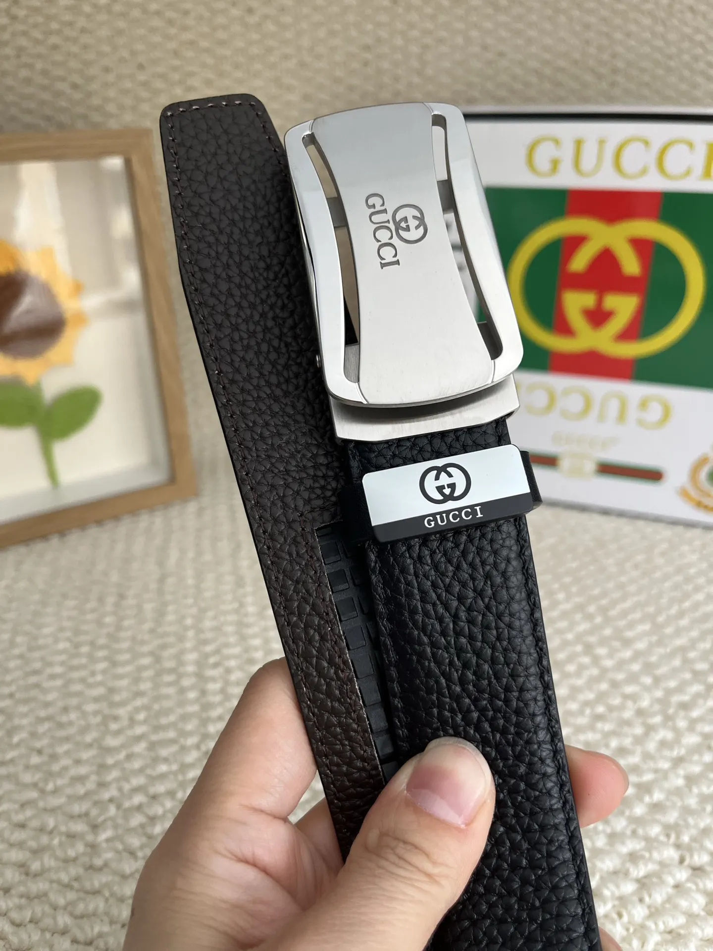 Gucci Double G 雙G扣牛皮腰帶