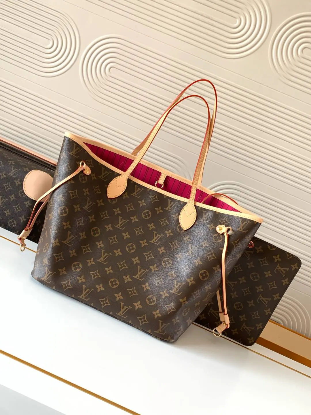 Neverfull 老花 牛皮 托特包 大容量托特款