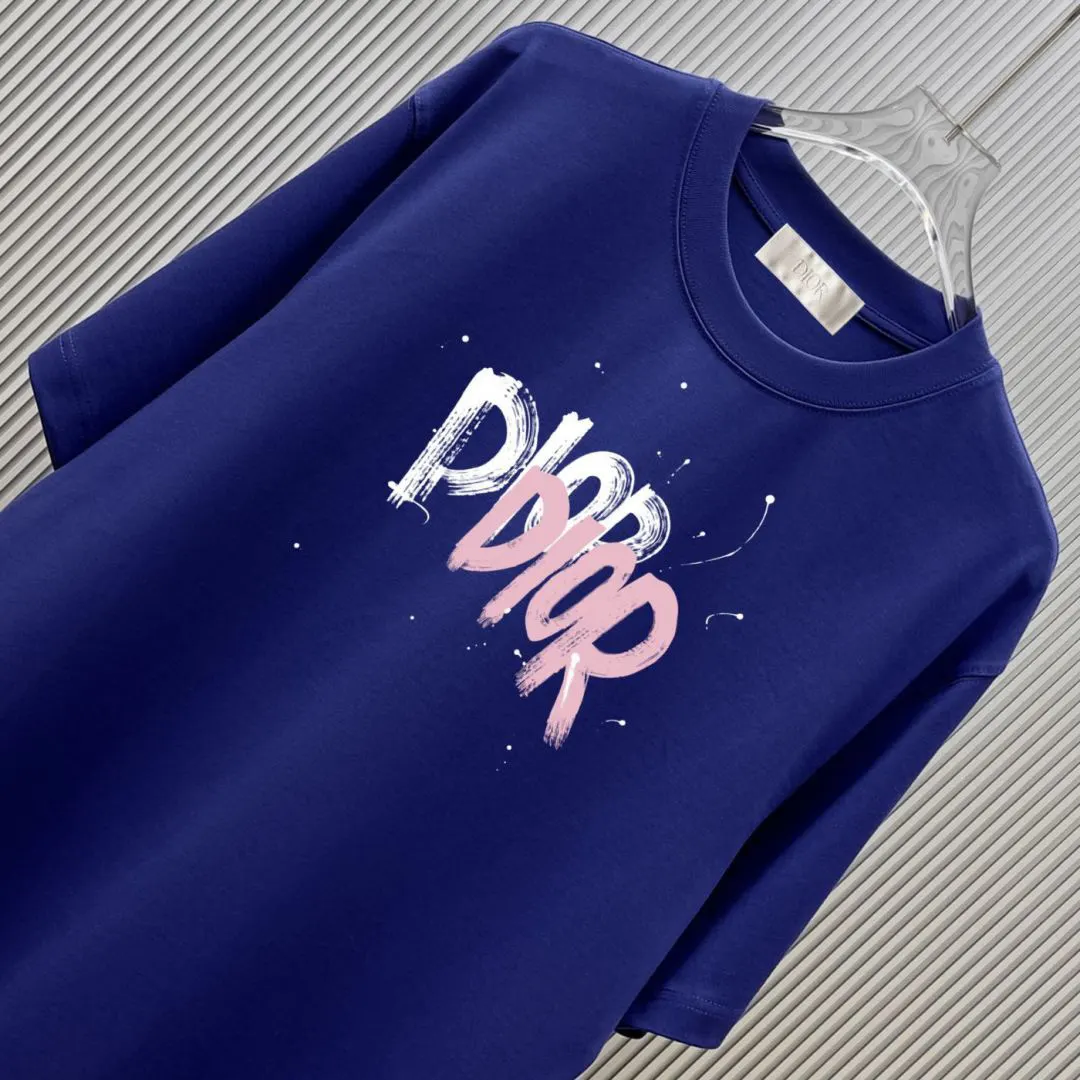 Dior 蓝色字母短袖T恤 休闲宽松款