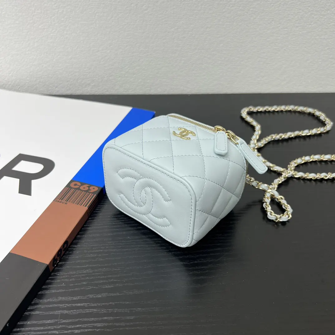 Chanel 19 Mini Blue Leather Quilted Chain Bag Image 4 Chanel 19 Mini Blue Leather Quilted Chain Bag Image 4