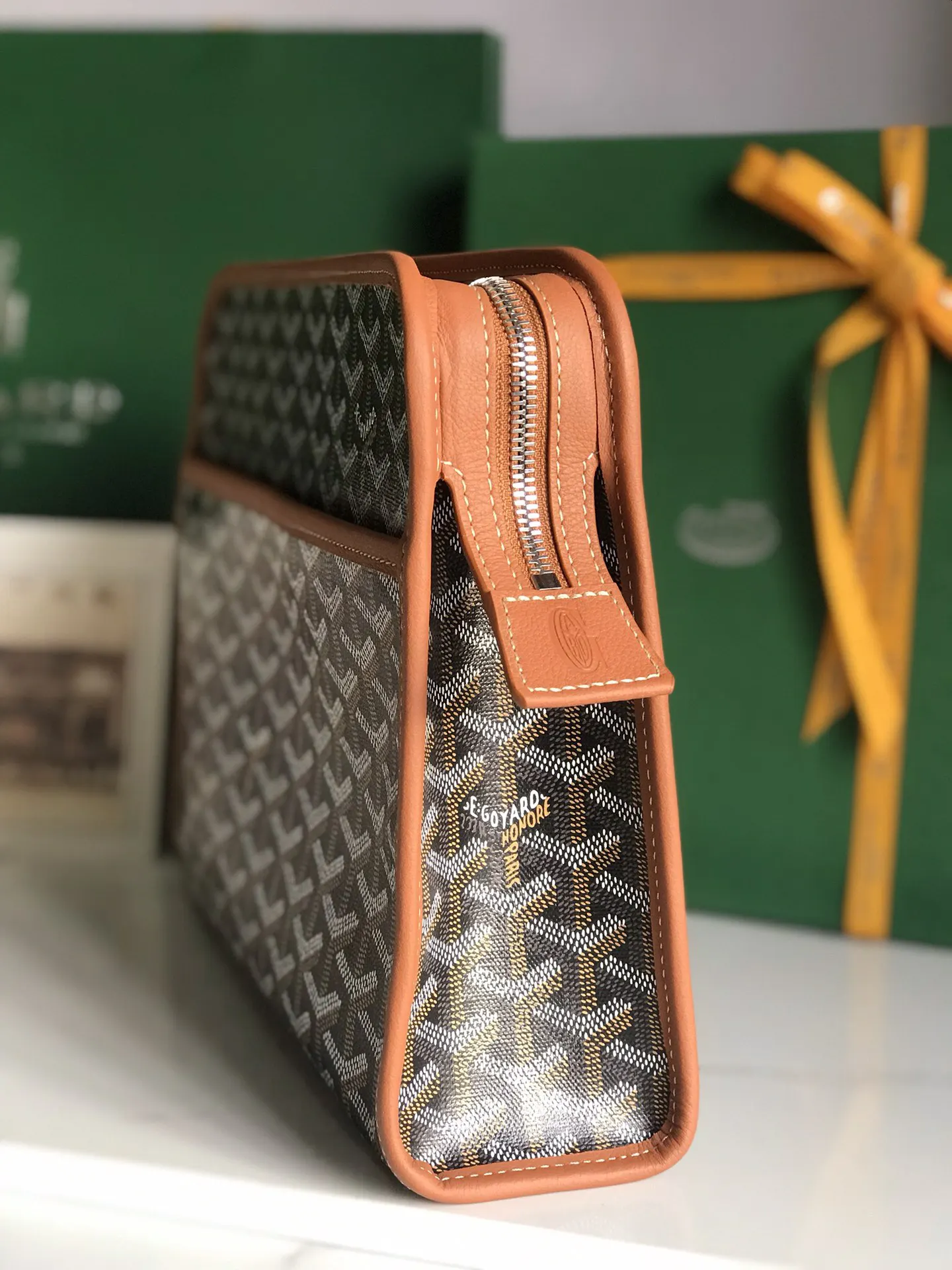 Goyard 黃色 牛皮 手拿包 精致手拿款