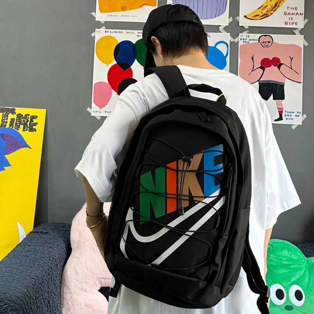 黑色 高 Nike耐克彩虹抽绳系列單肩包学生书包 日常單肩背款