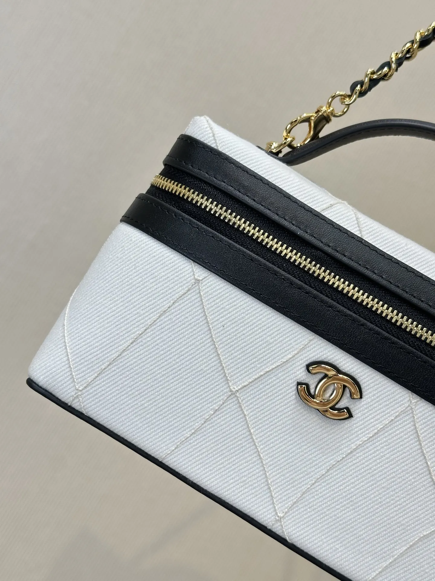 CHANEL 黑色 拼色 牛皮 链条包 精致链条款
