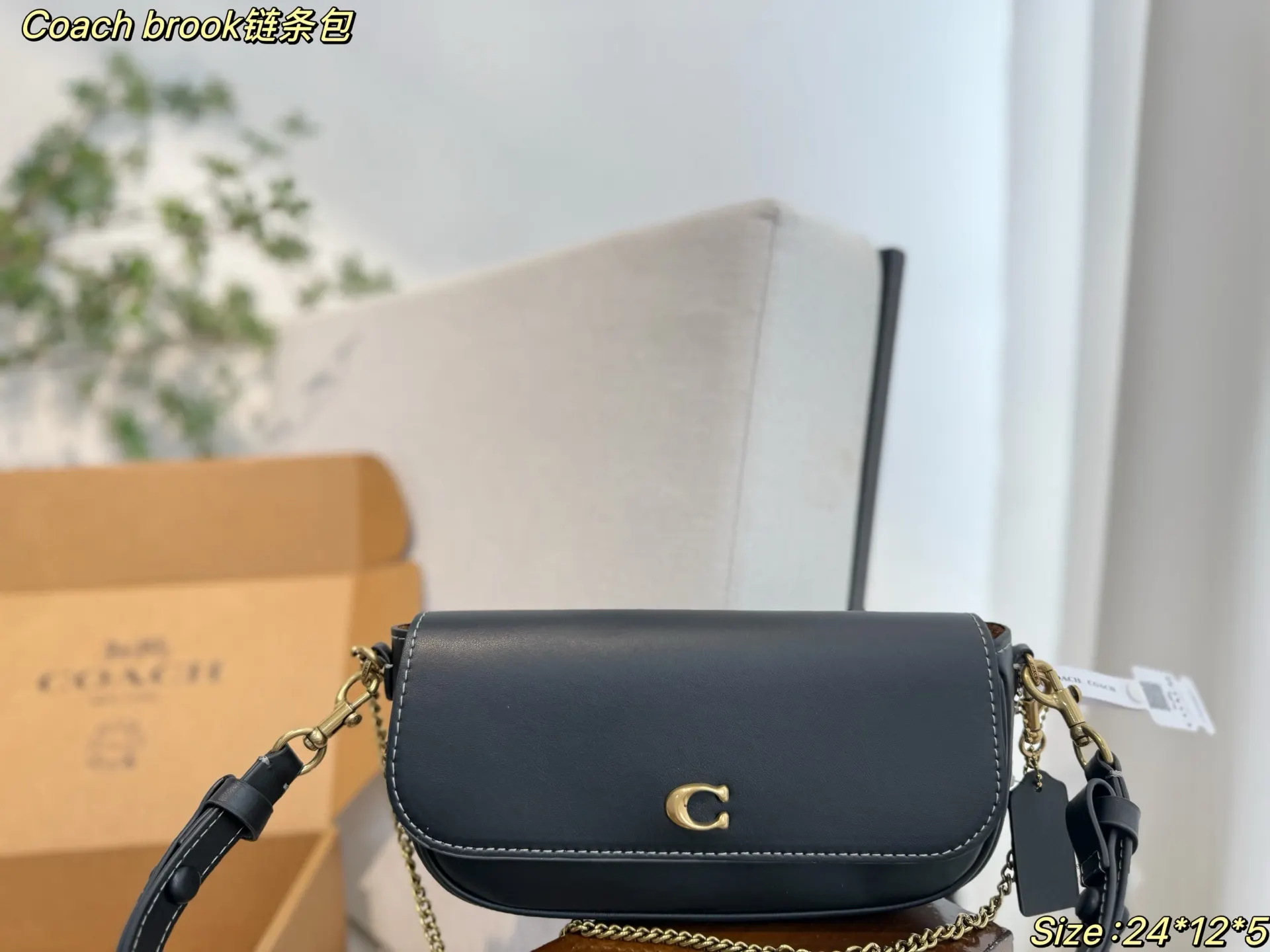 Coach 黑色 链条包 精致链条款