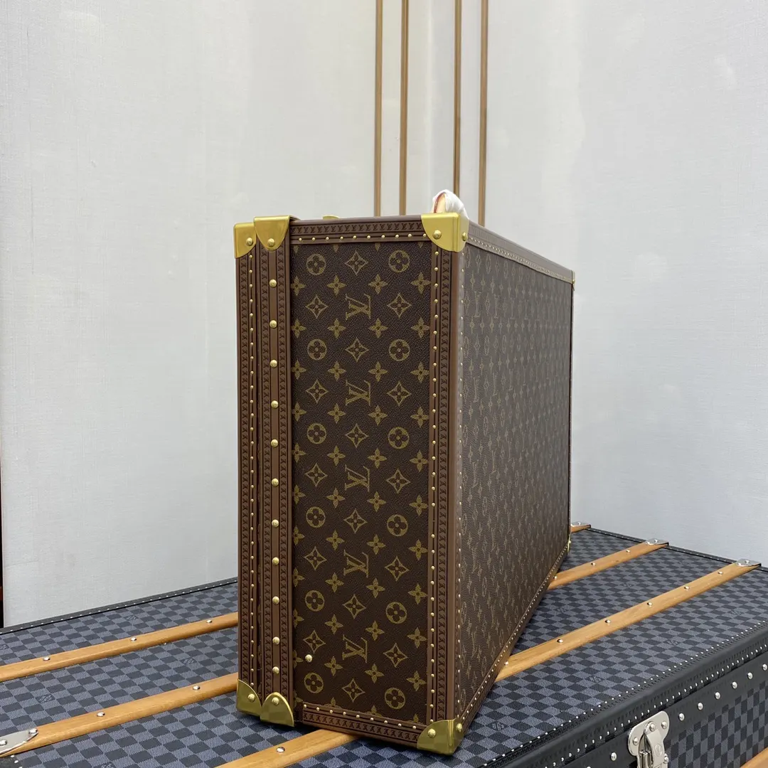 LV 金色 帆布 硬箱 纯铜五金 ALZER 硬箱 著名的Alz 行李箱 旅行拉杆款 轻便出行款