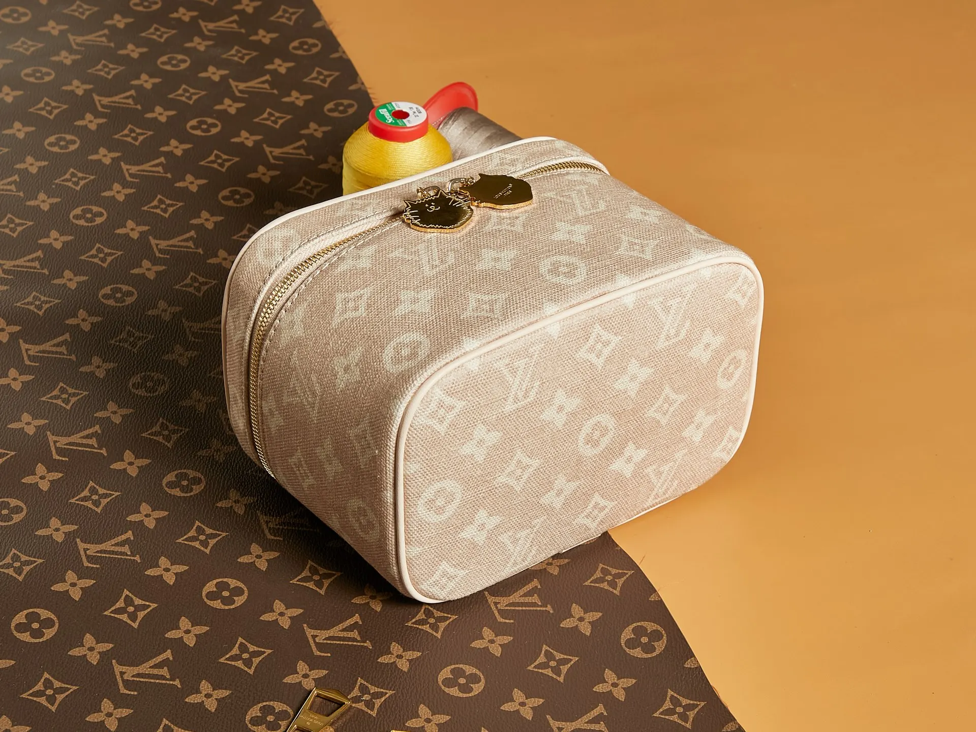 Louis Vuitton Gold Cosmetic Pouch Canvas