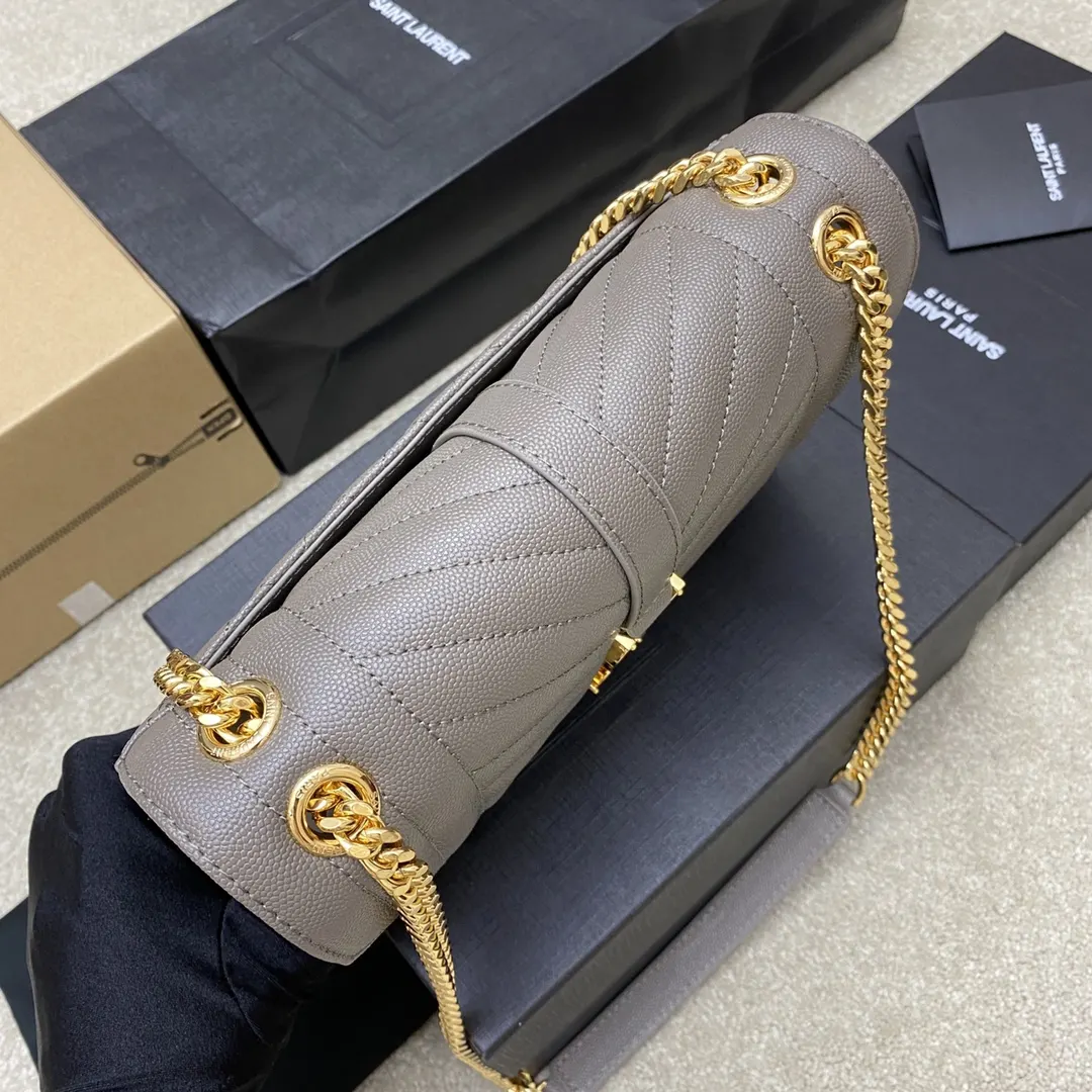 灰色 牛皮 批 精品专供 灰色球纹 金链 链条包 精致链条款