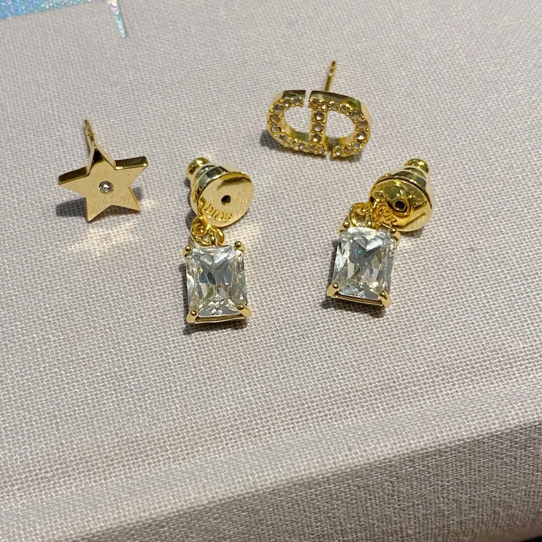 Dior CD 水晶 耳环 优雅耳饰
