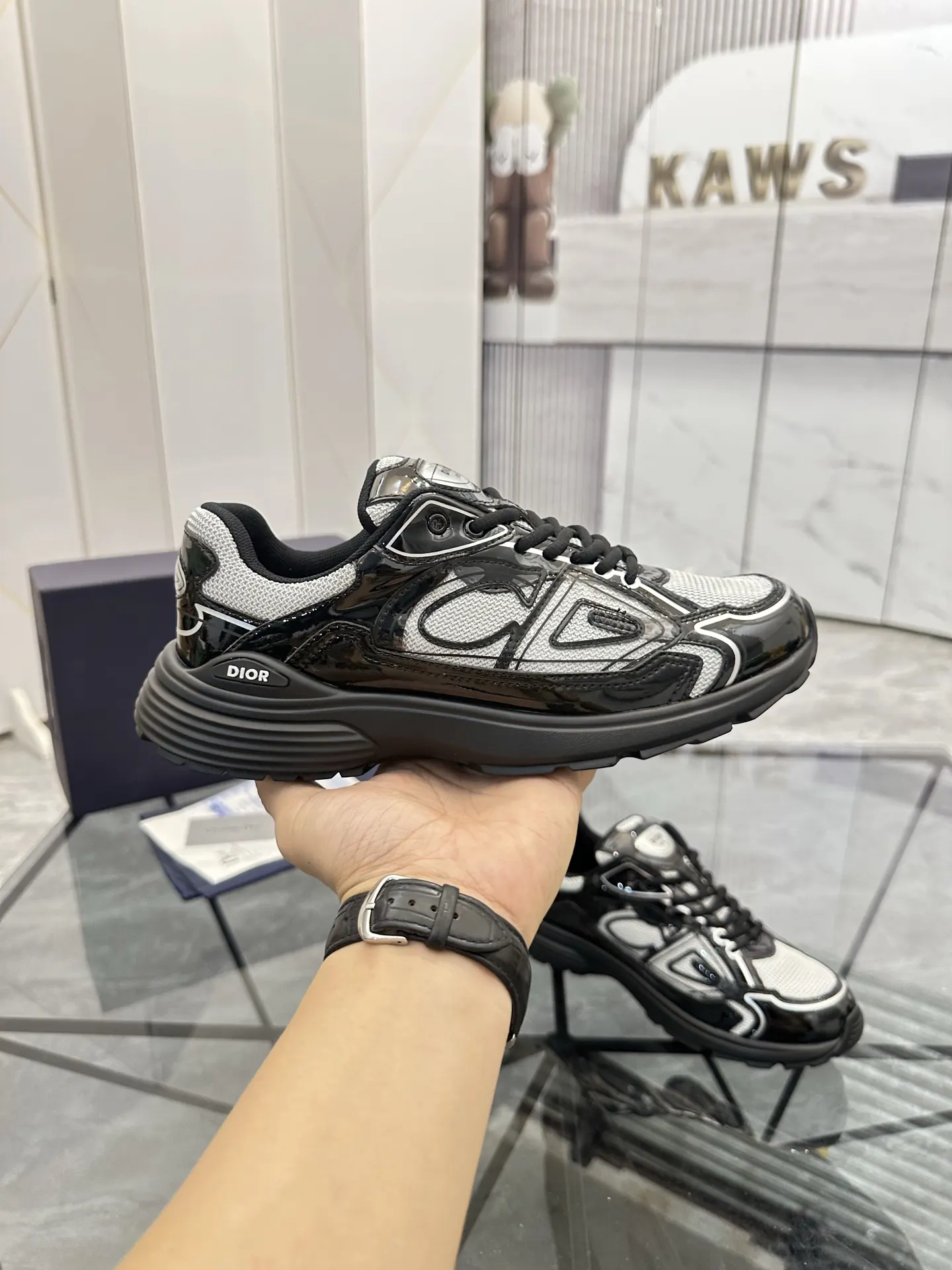 Dior B22 黑白拼色牛皮運動鞋 运动休閒