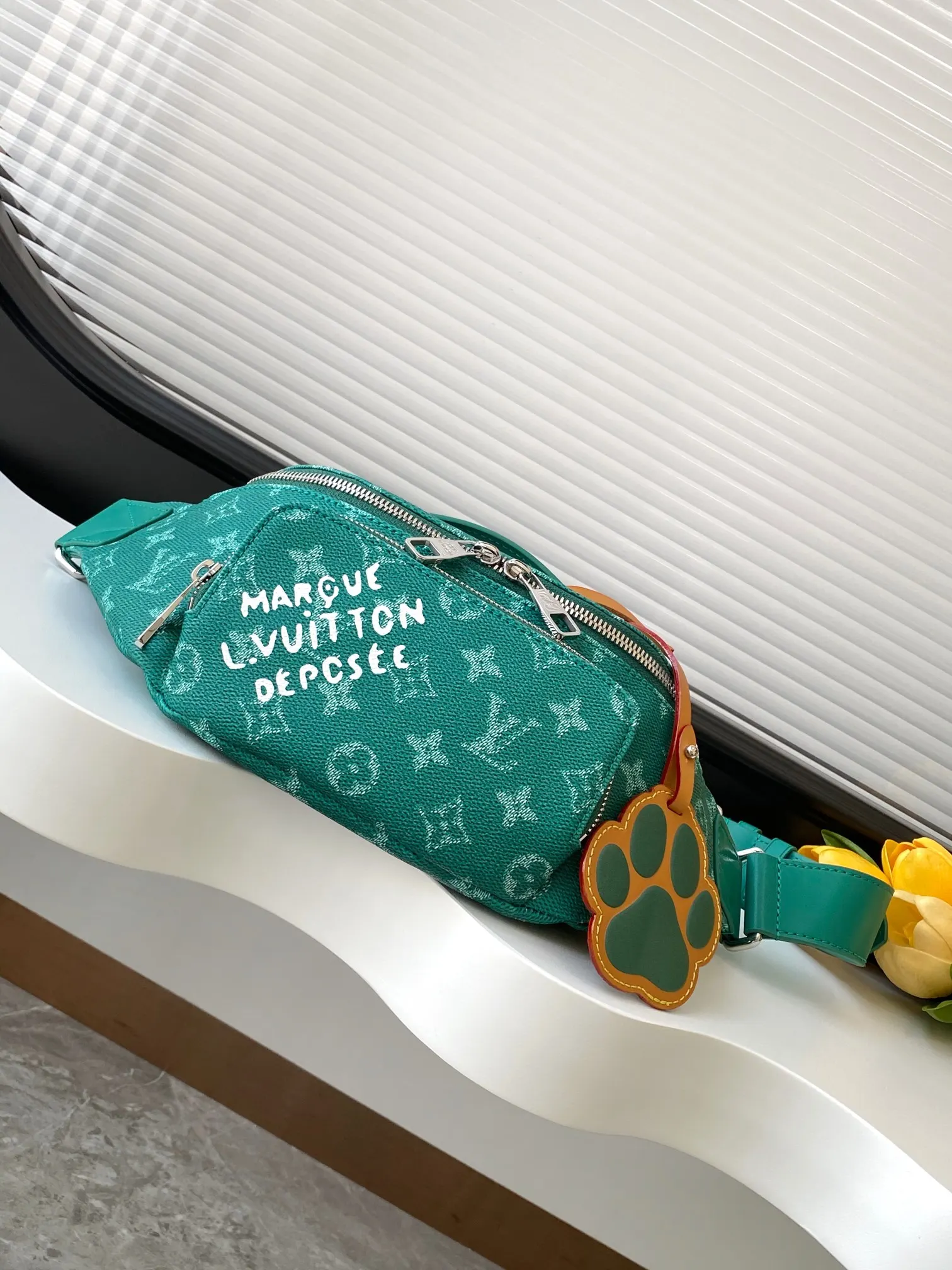 LV 綠色 帆布 腰包 休閒腰包款