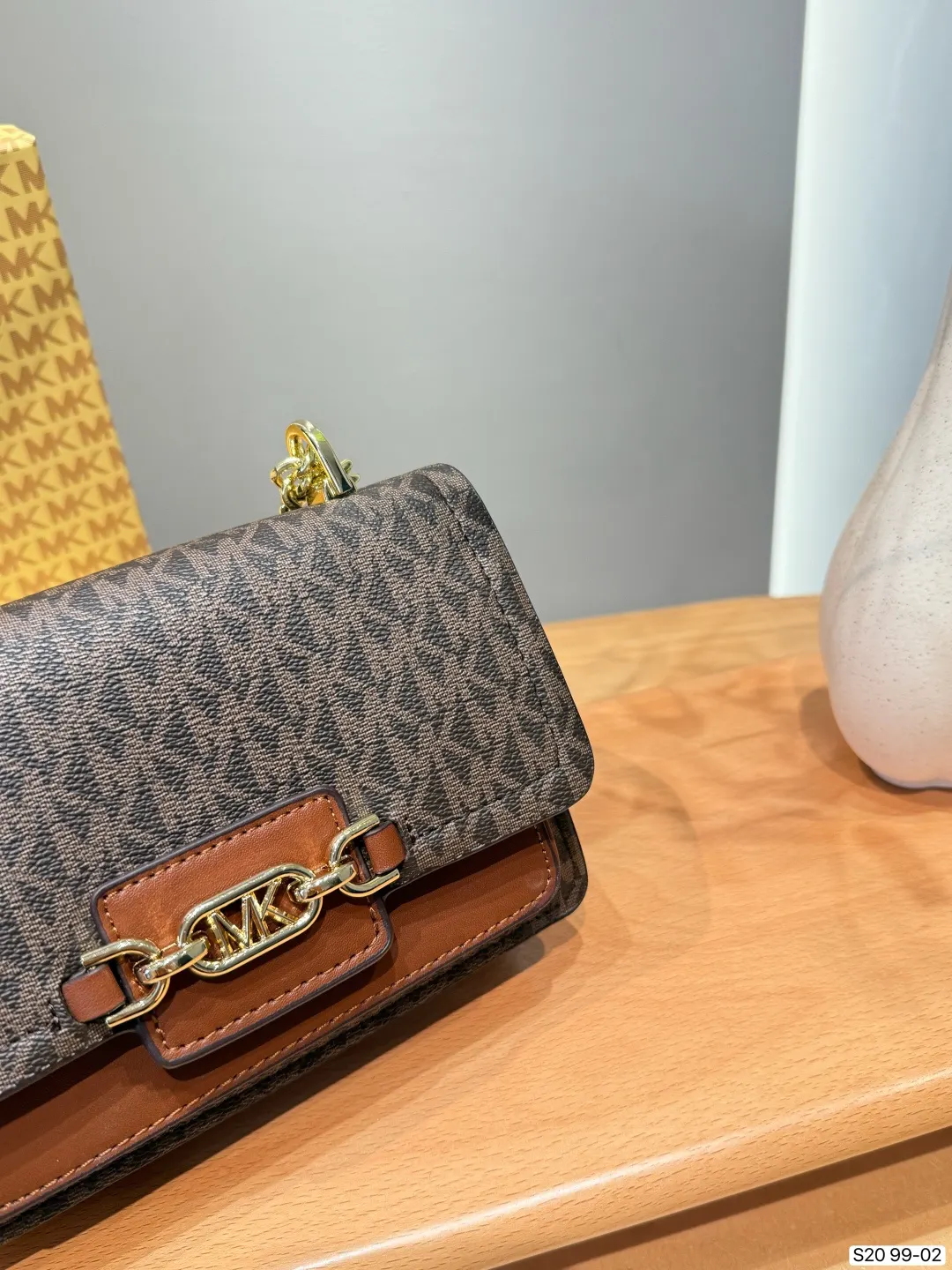 棕色 老花 皮革 MICHAEL KORS HEATHER系列 链条包 精致链条款
