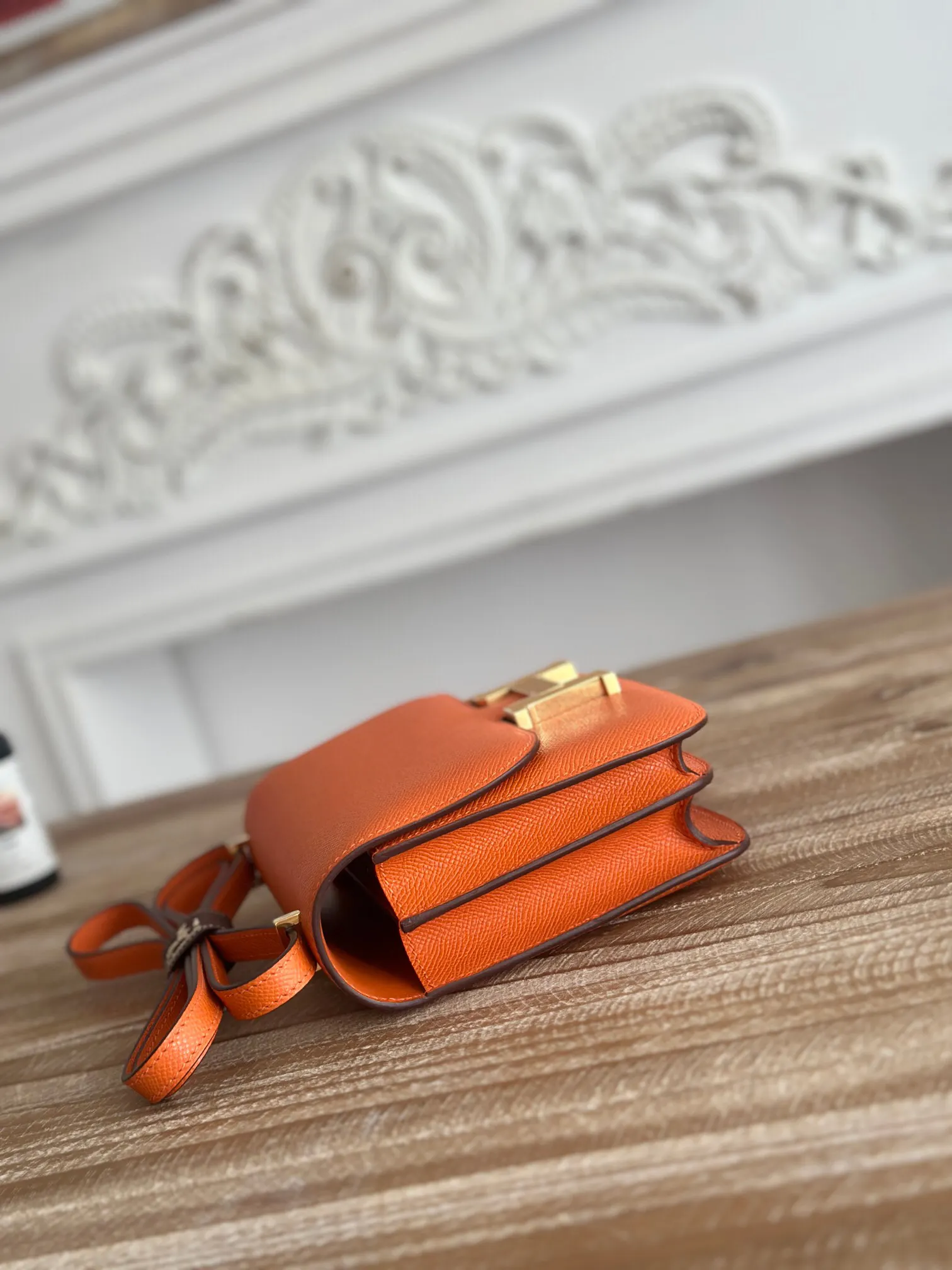Hermès Constance Orange Leather Crossbody Bag Classic