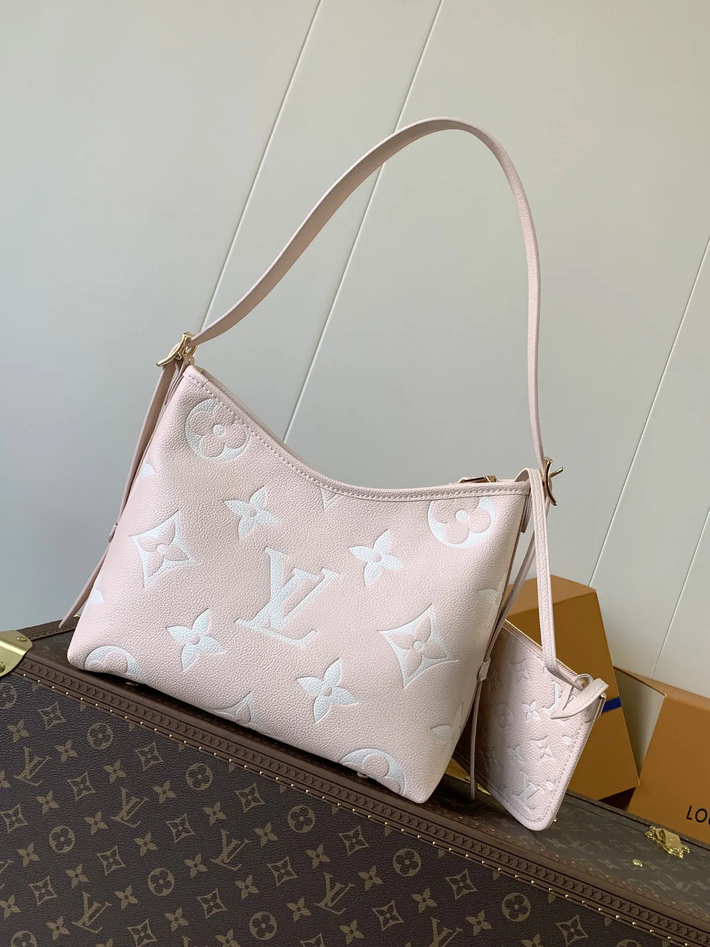 LV CarryAll 米白 棕色 牛皮 收纳包 旅行收纳款