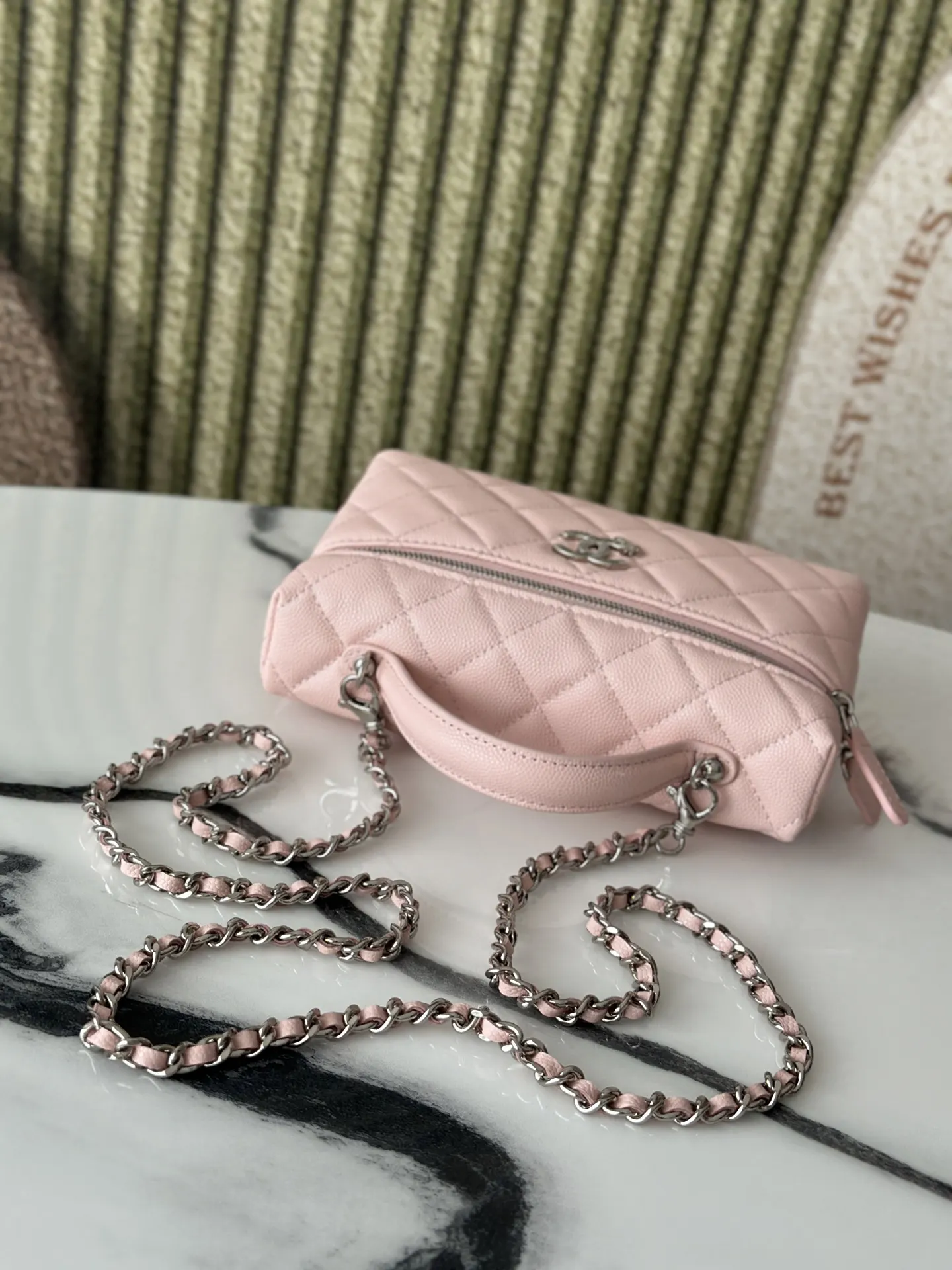 Pink Cosmetic Pouch Leather