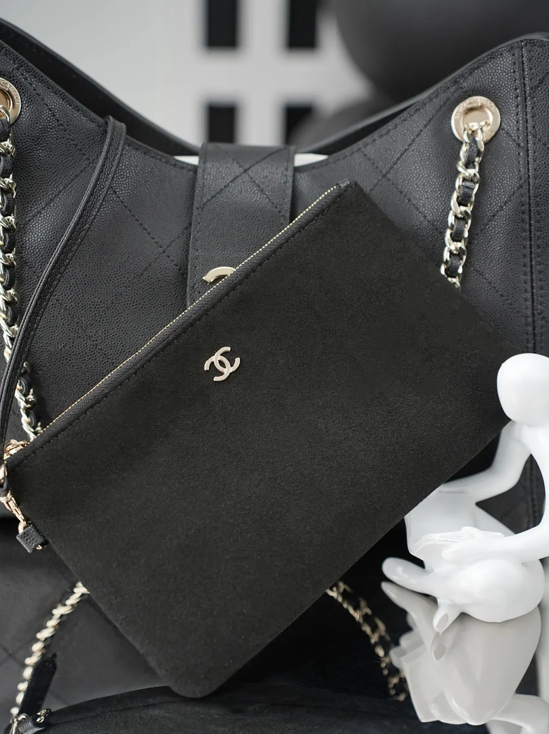 CHANEL 黑色 牛皮 托特包 大容量托特款