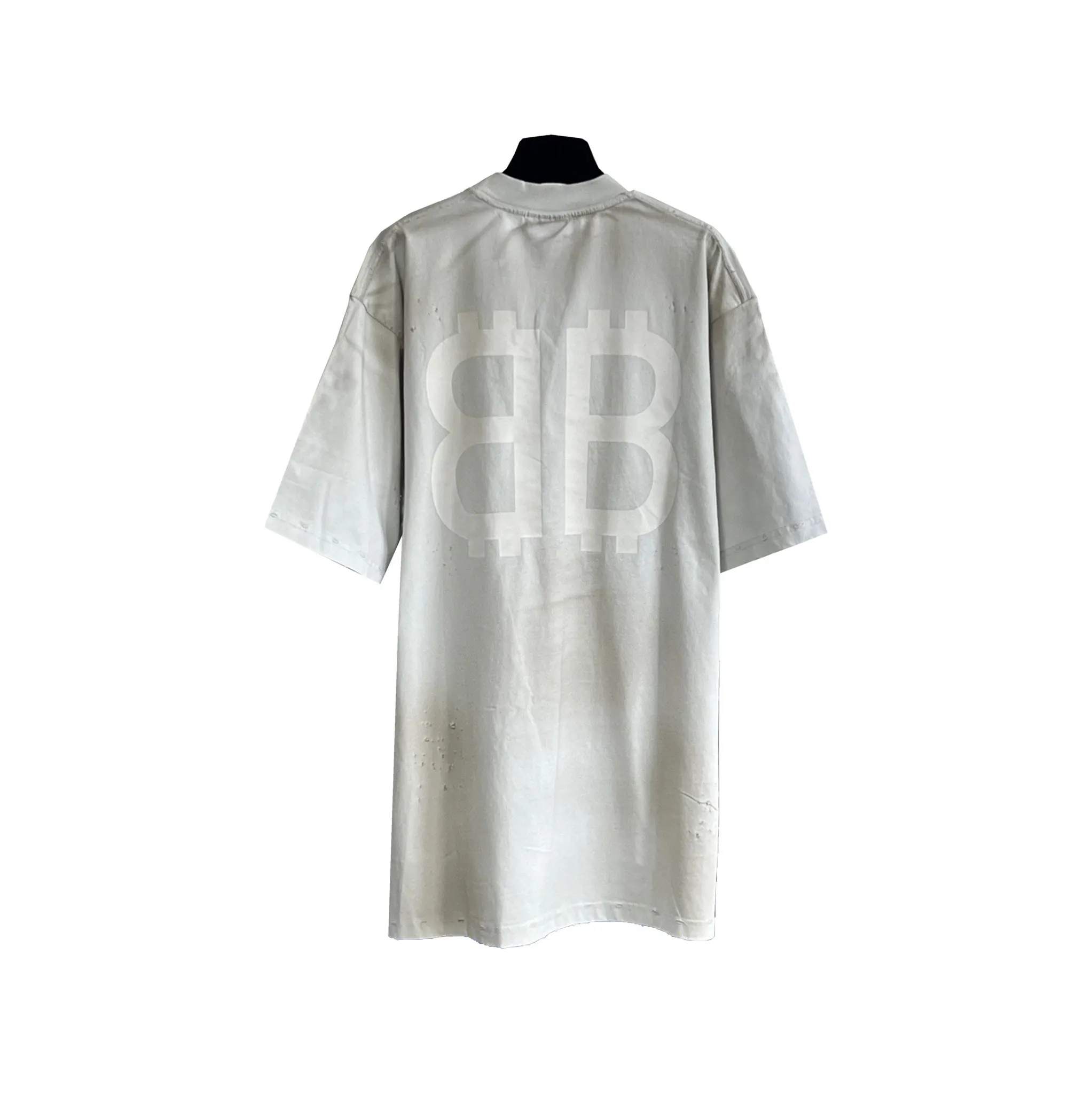Balenciaga Beige Logo Short Sleeve T-Shirt Street