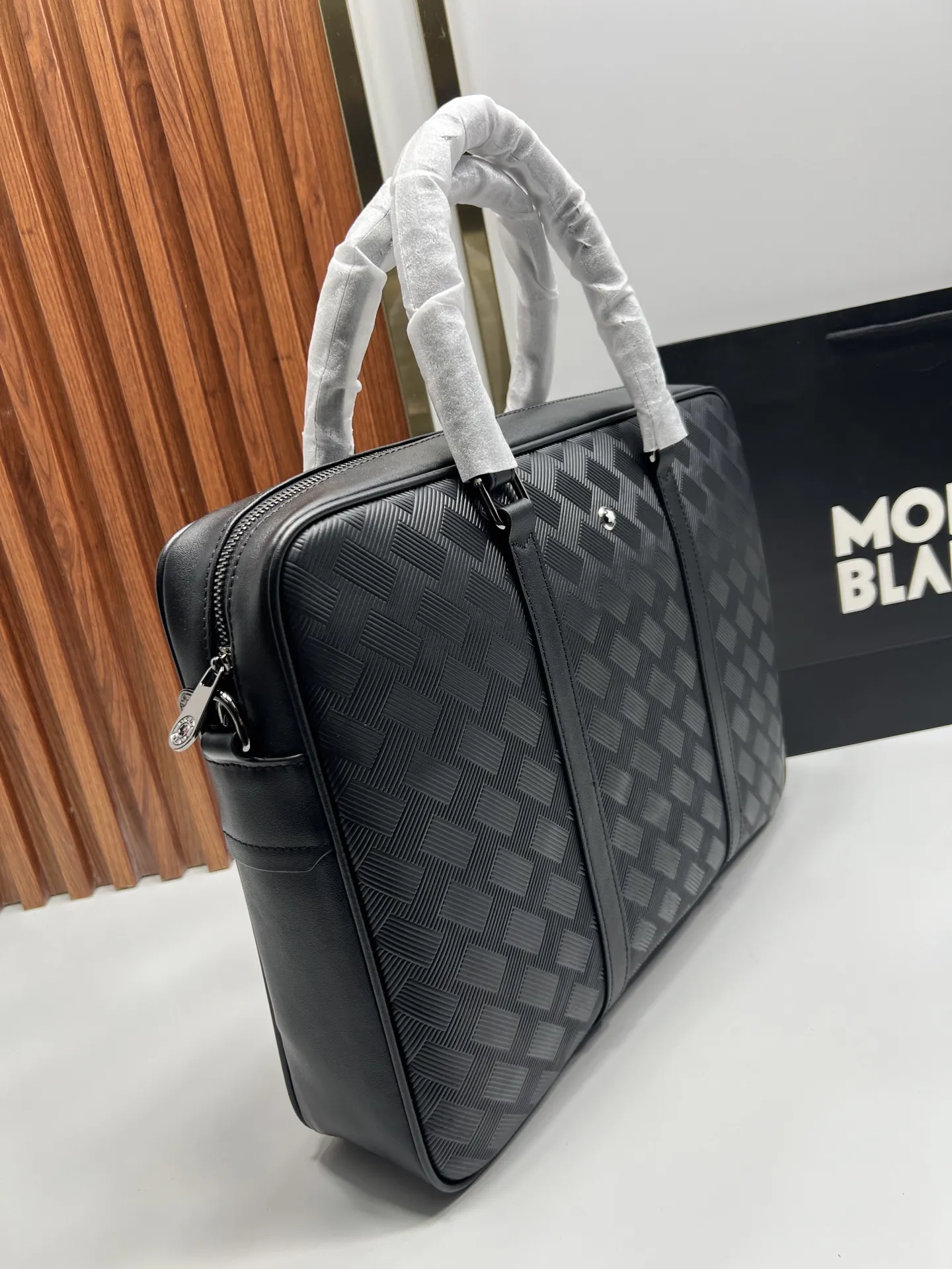 黑色 牛皮 MONTBLANC 万宝龙 公文包 商務通勤款