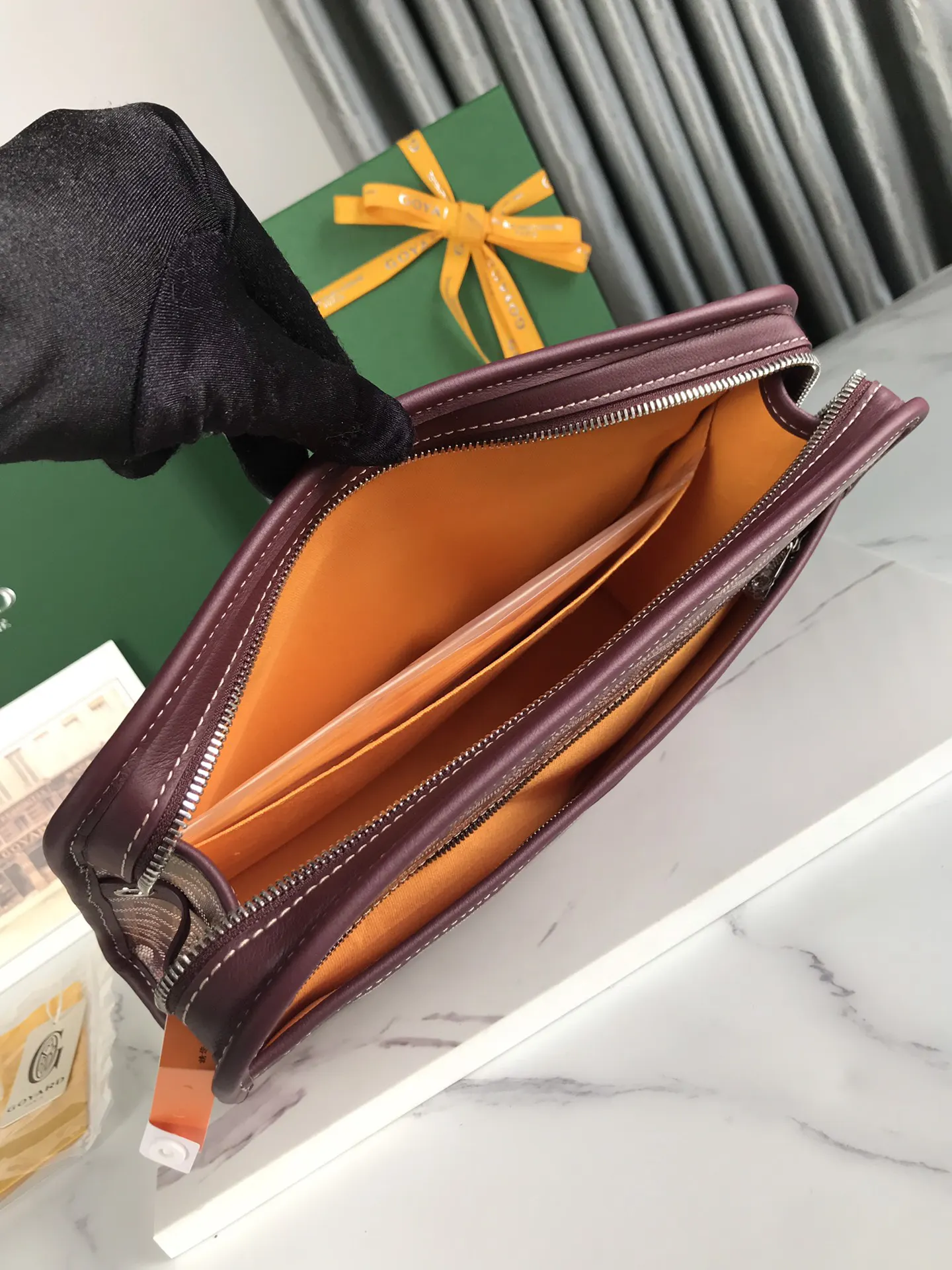 Goyard 黃色 牛皮 手拿包 精致手拿款
