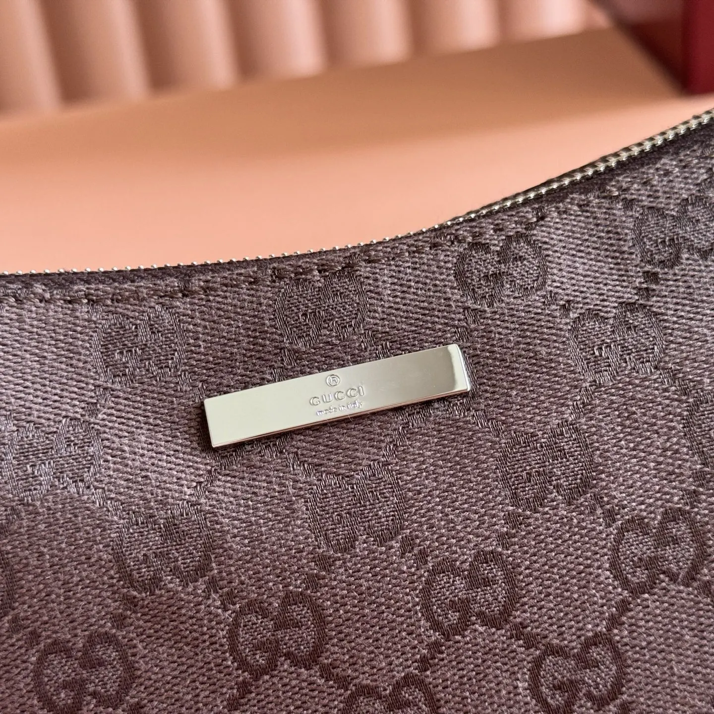 Gucci Blue Brown Hobo Shoulder Bag Vintage Canvas