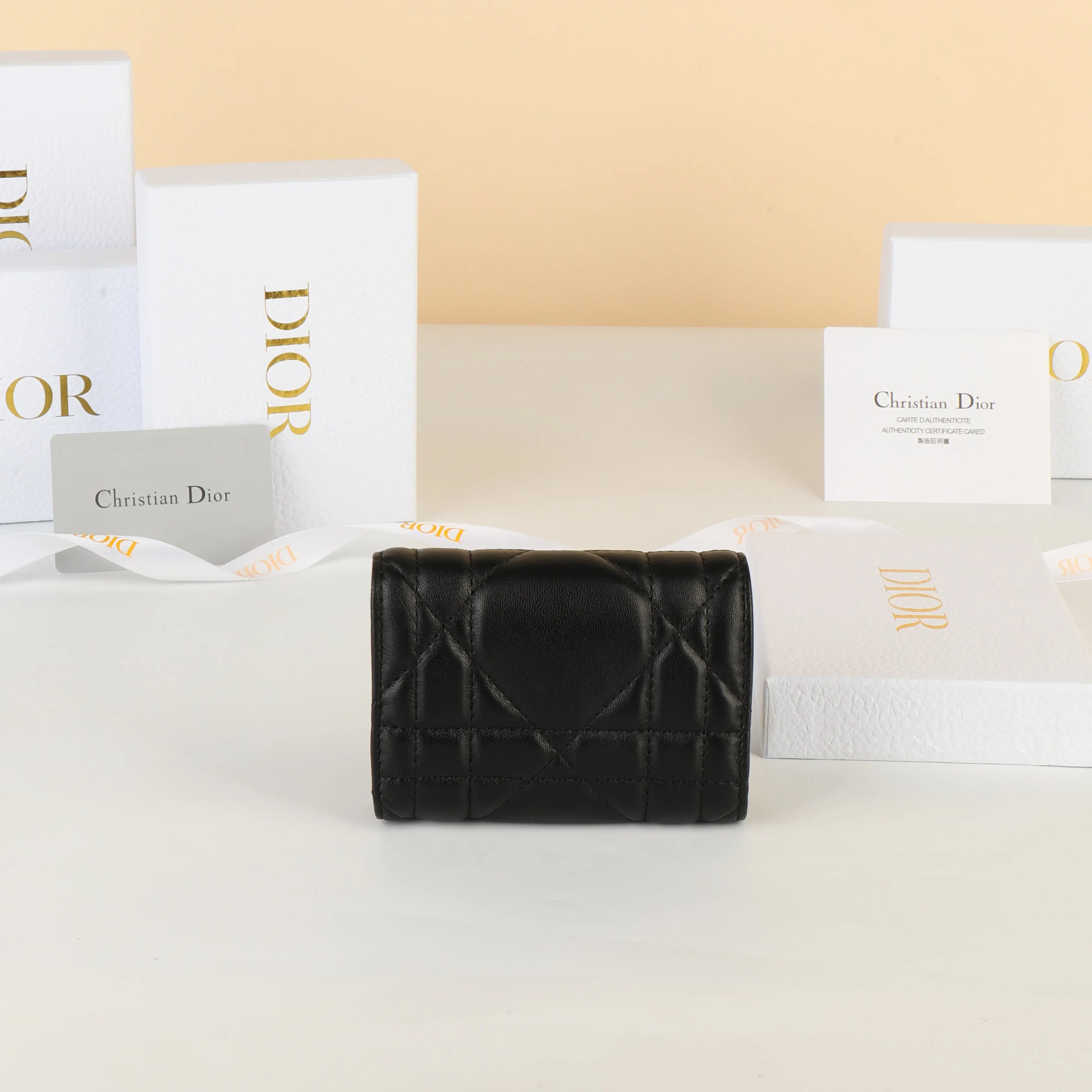 Dior Caro 黑色 皮革 钱包