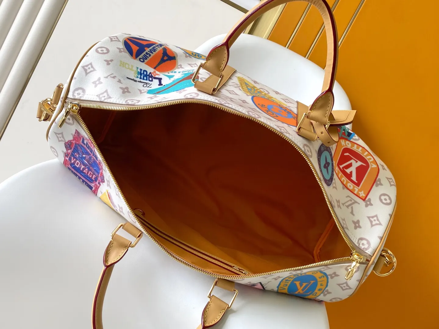 LV 金色 牛皮 旅行袋 大容量旅行款