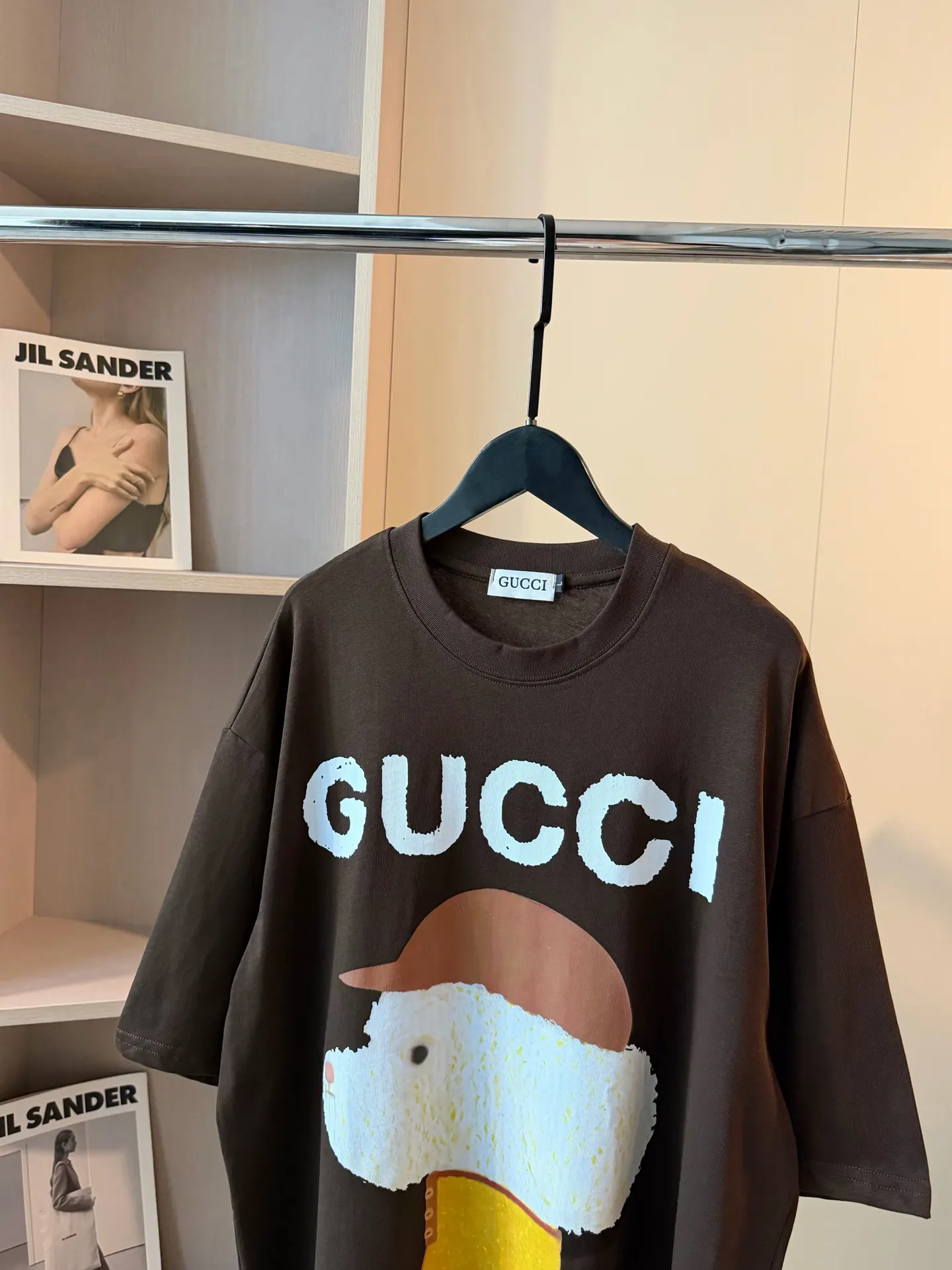 Gucci Logo印花短袖T恤 棕色