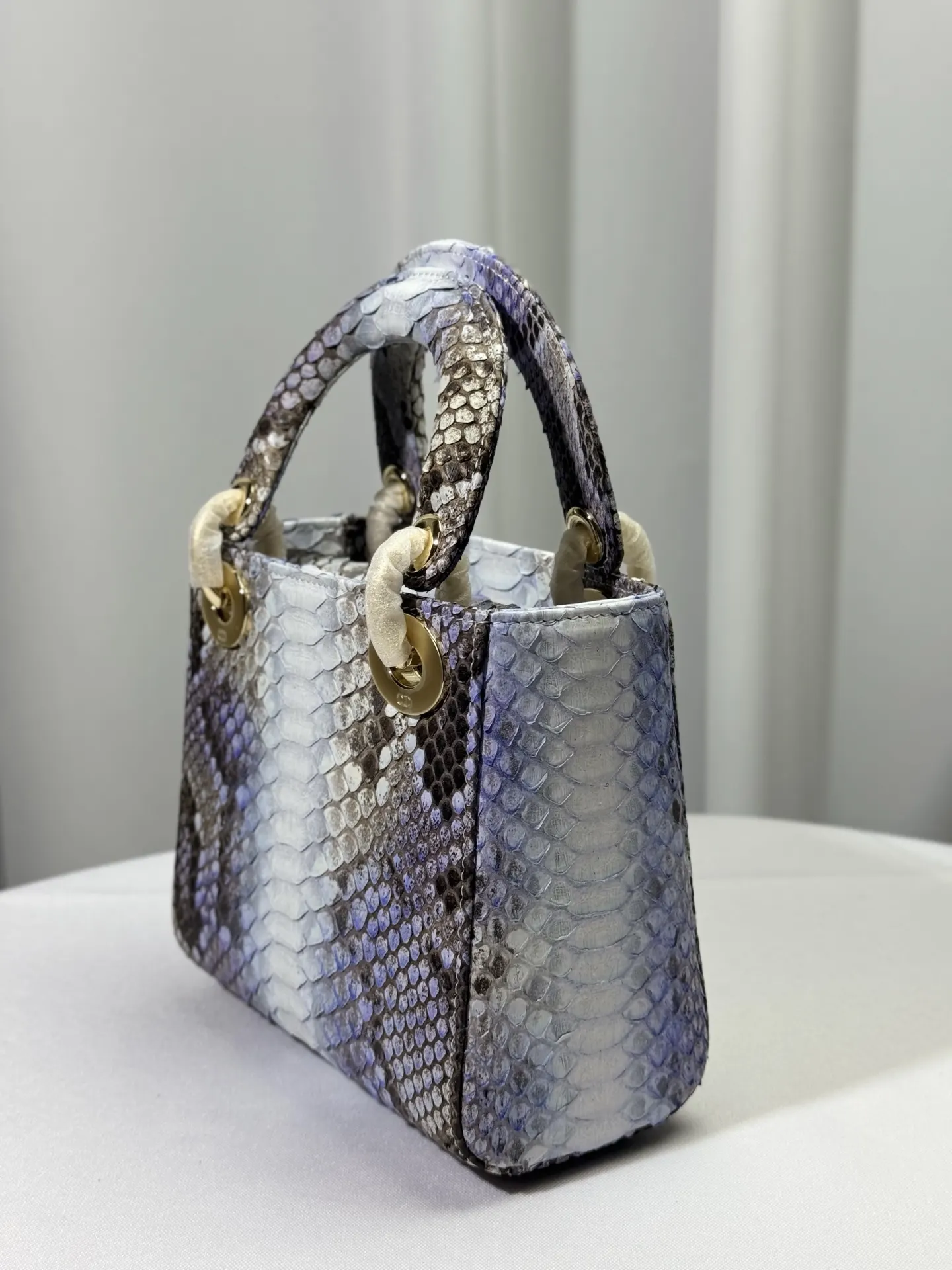 Dior Lady Dior Lady 银灰色藤格纹手提斜挎包 小号